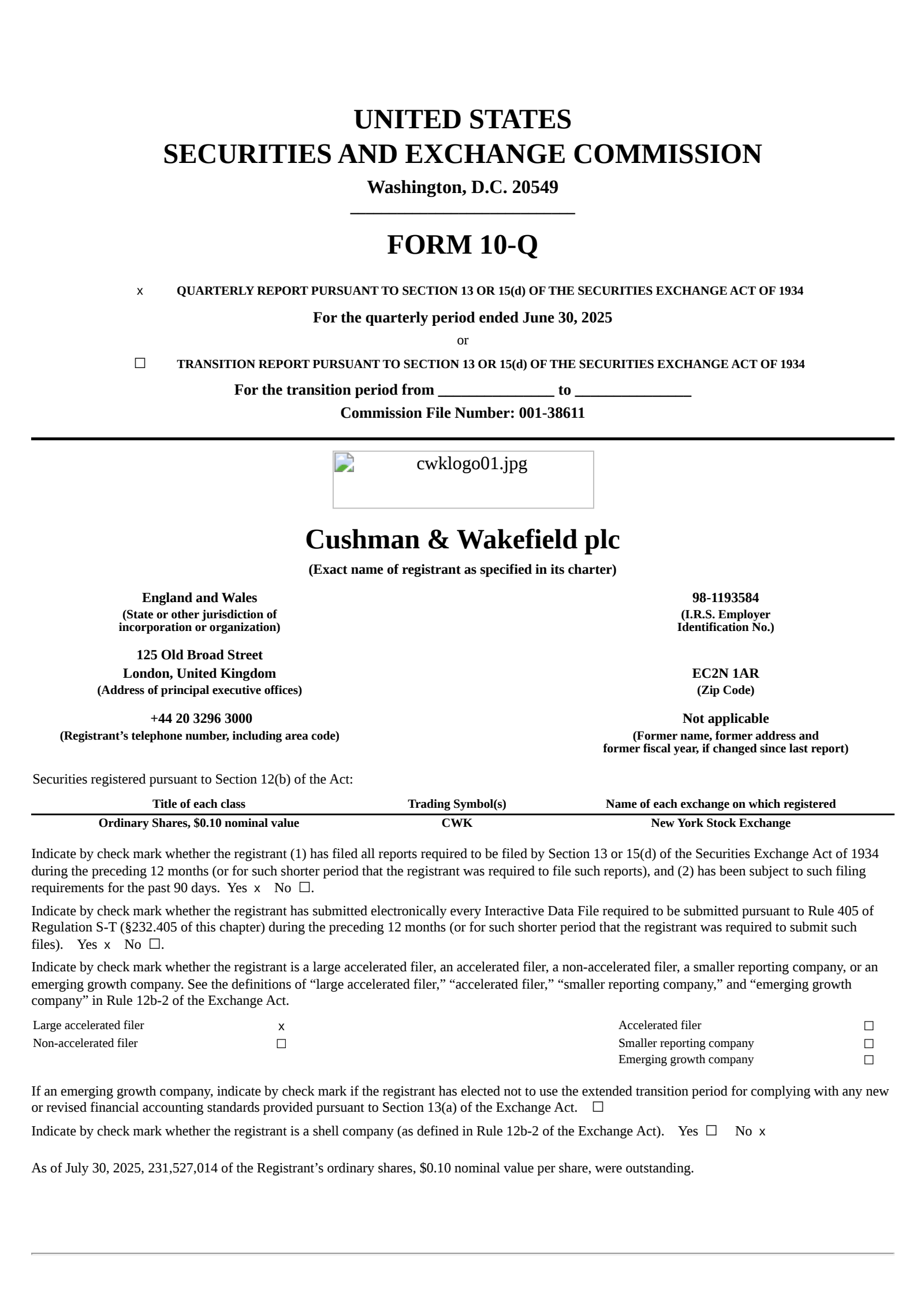 Cushman & Wakefield's Q2 2025 Quarterly report
