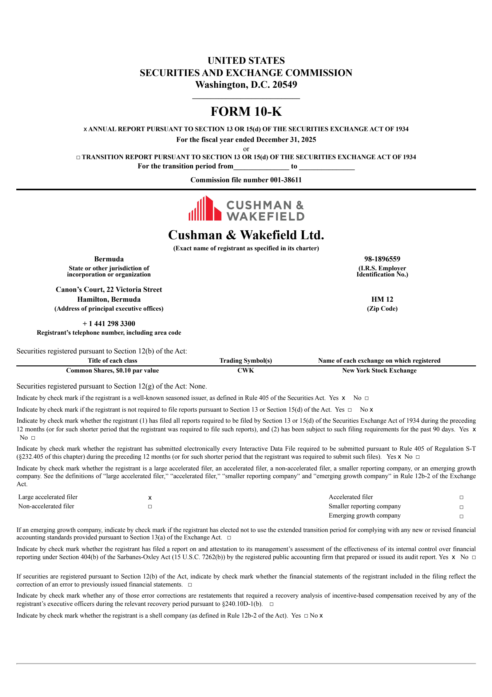 Cushman & Wakefield's Q4 2025 Annual report