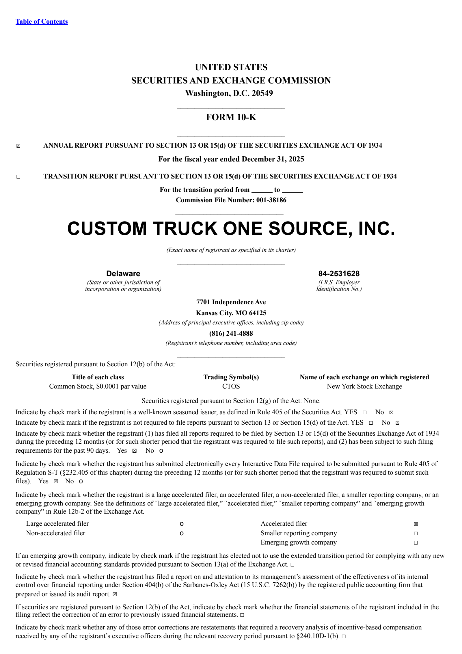 Custom Truck One Source's Q4 2025 Annual report