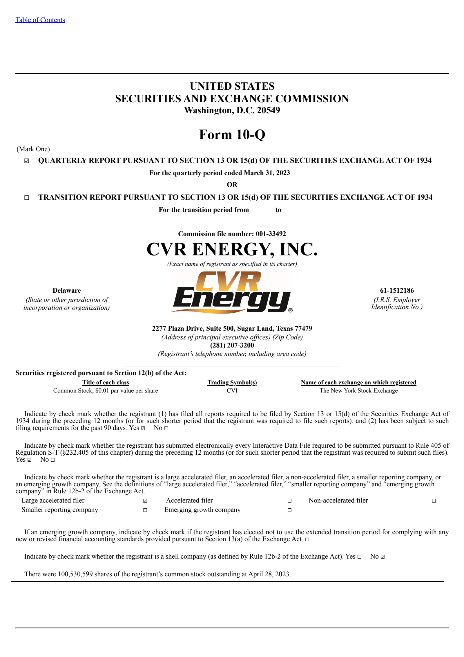 CVR Energy's Q1 2023 Quarterly report