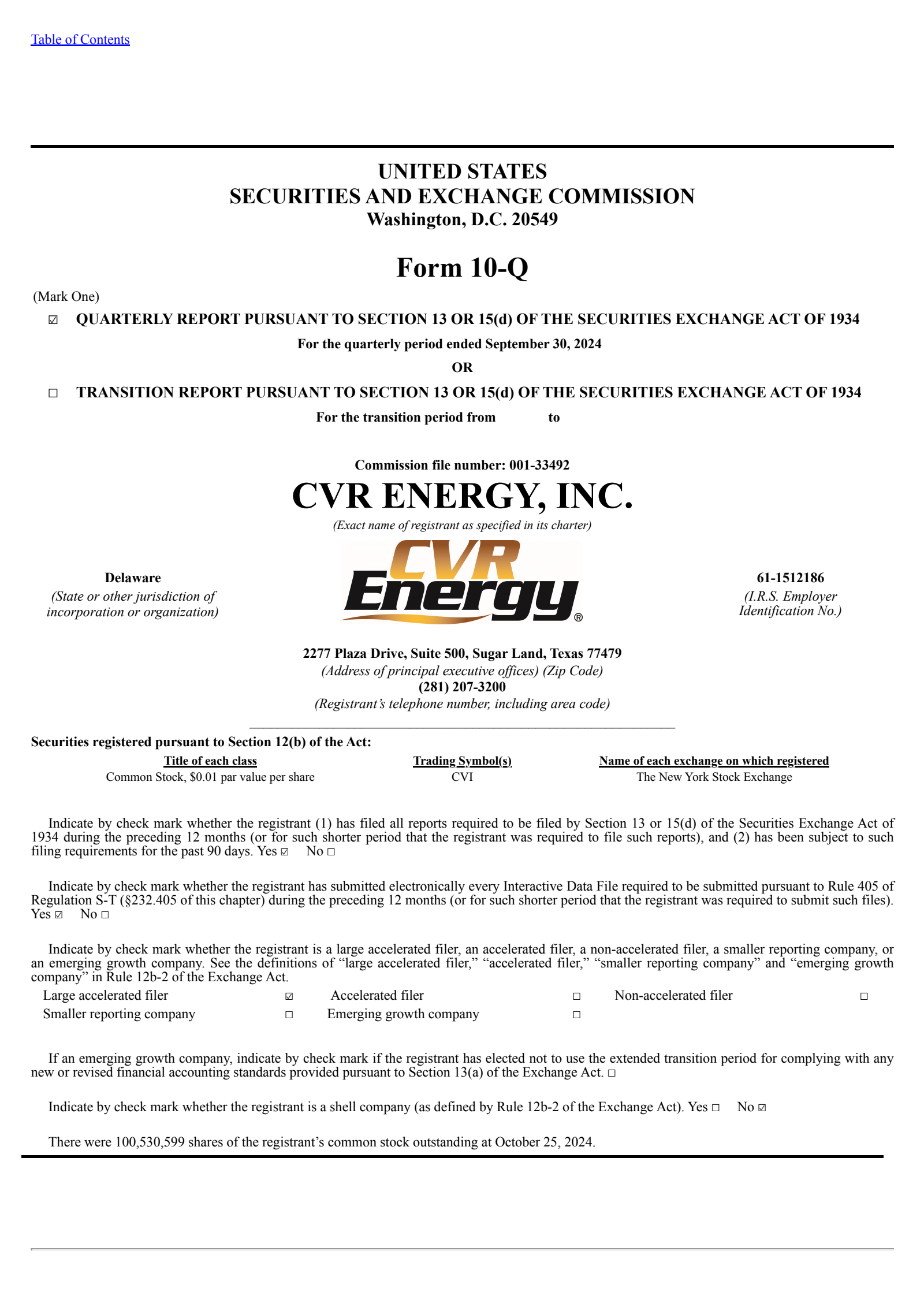 CVR Energy's Q3 2024 Quarterly report