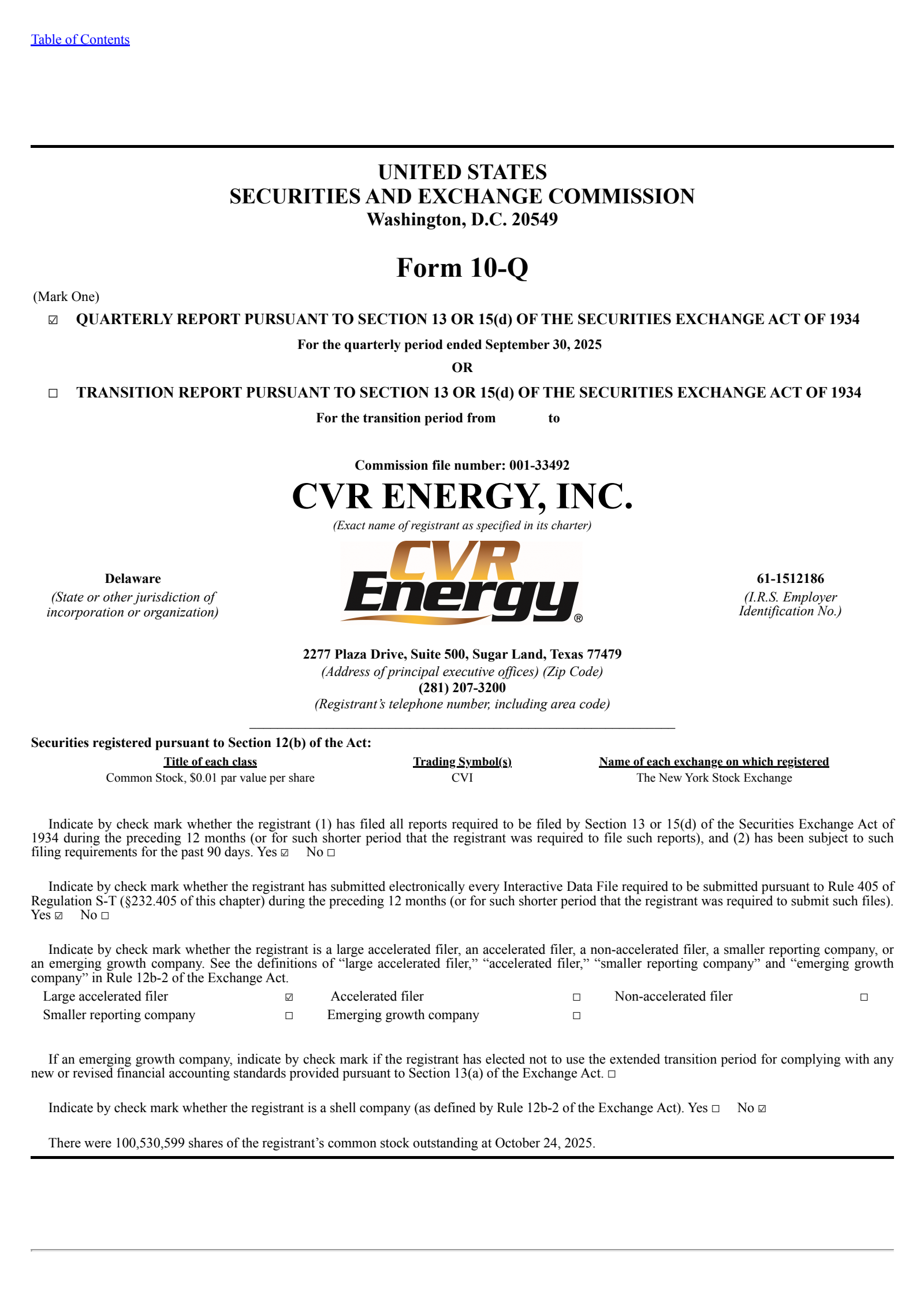 CVR Energy's Q3 2025 Quarterly Report