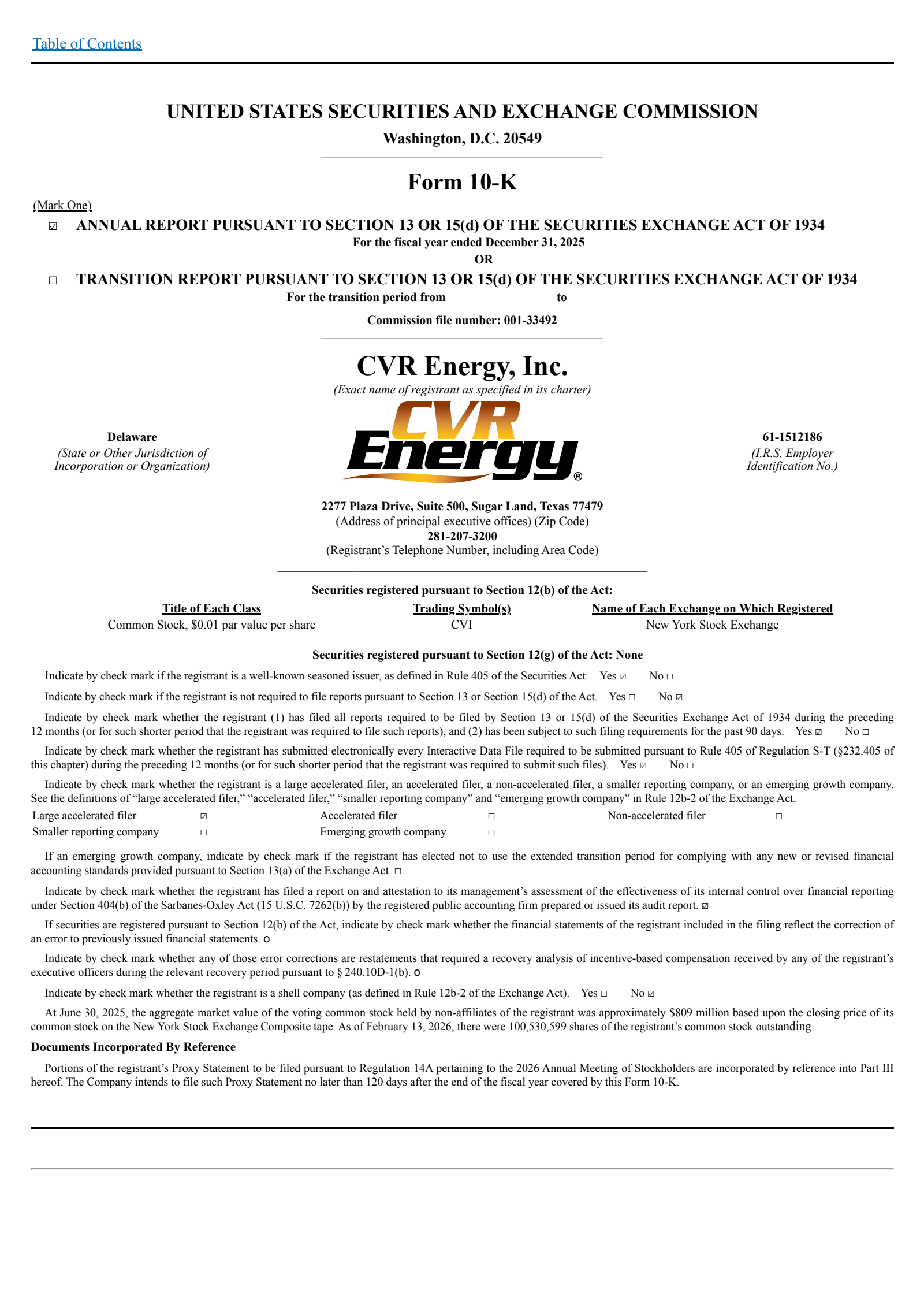 CVR Energy's Q4 2025 Annual report