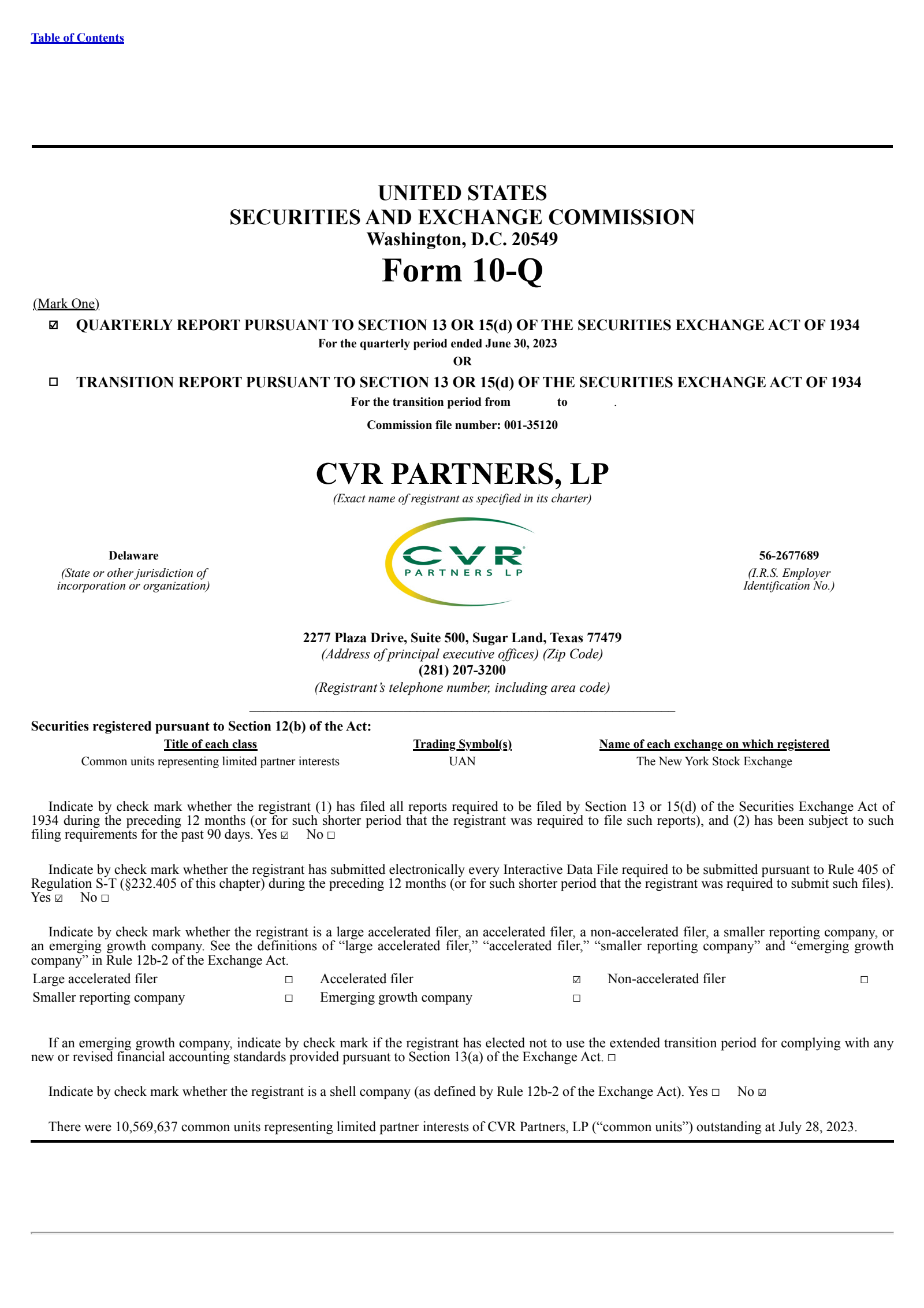 CVR Partners' Q2 2023 Quarterly report
