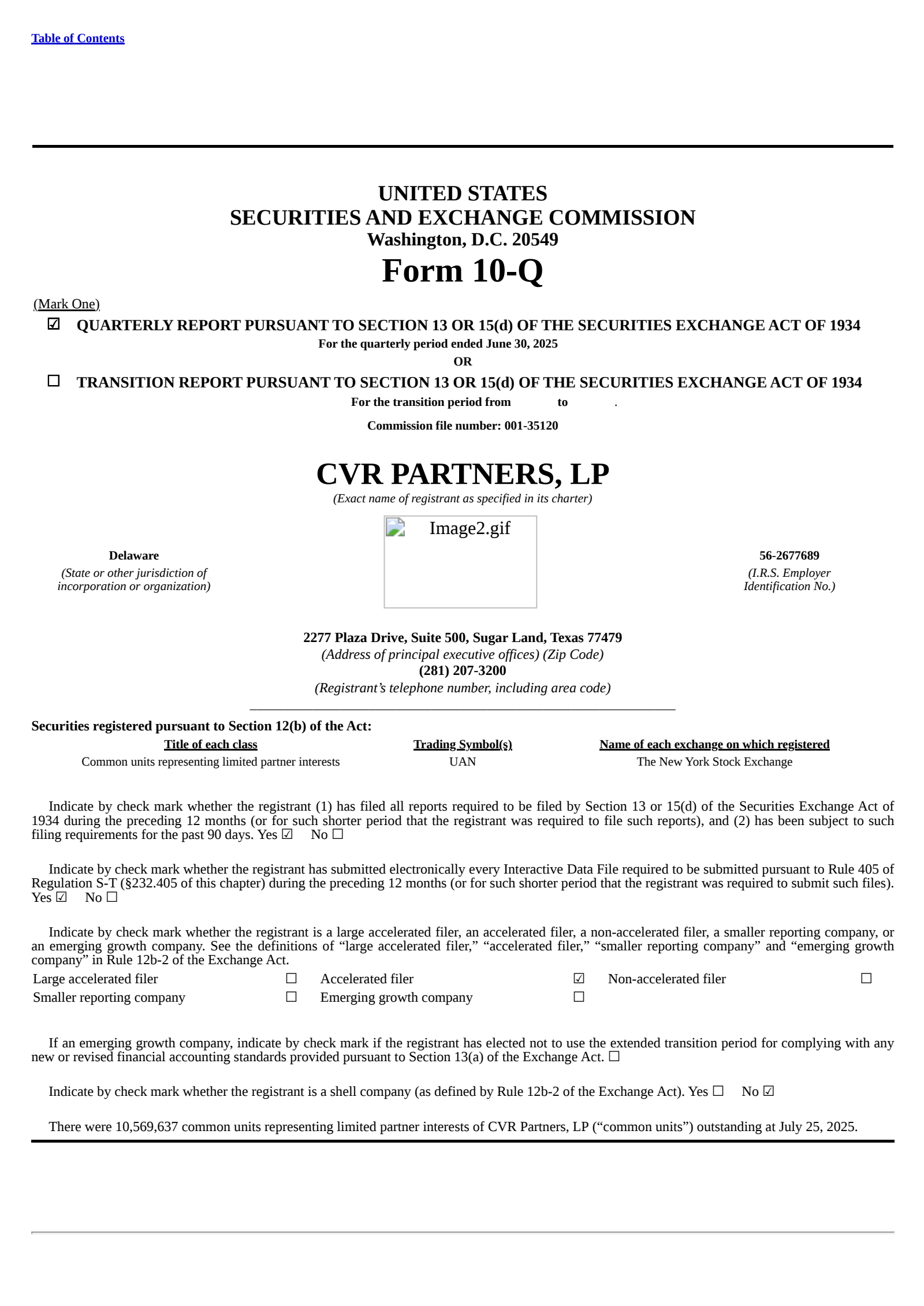 CVR Partners' Q2 2025 Quarterly report