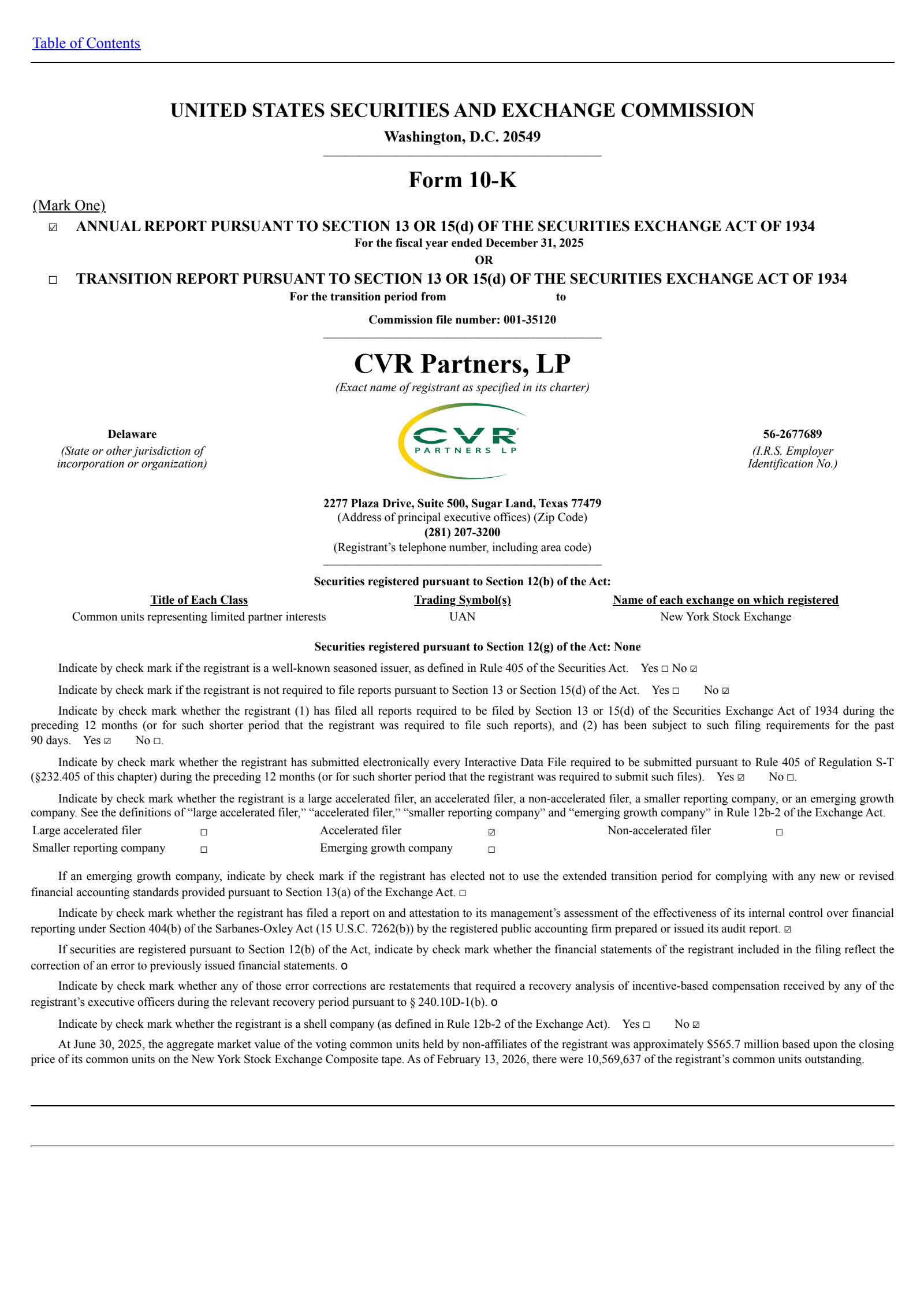 CVR Partners' Q4 2025 Annual report