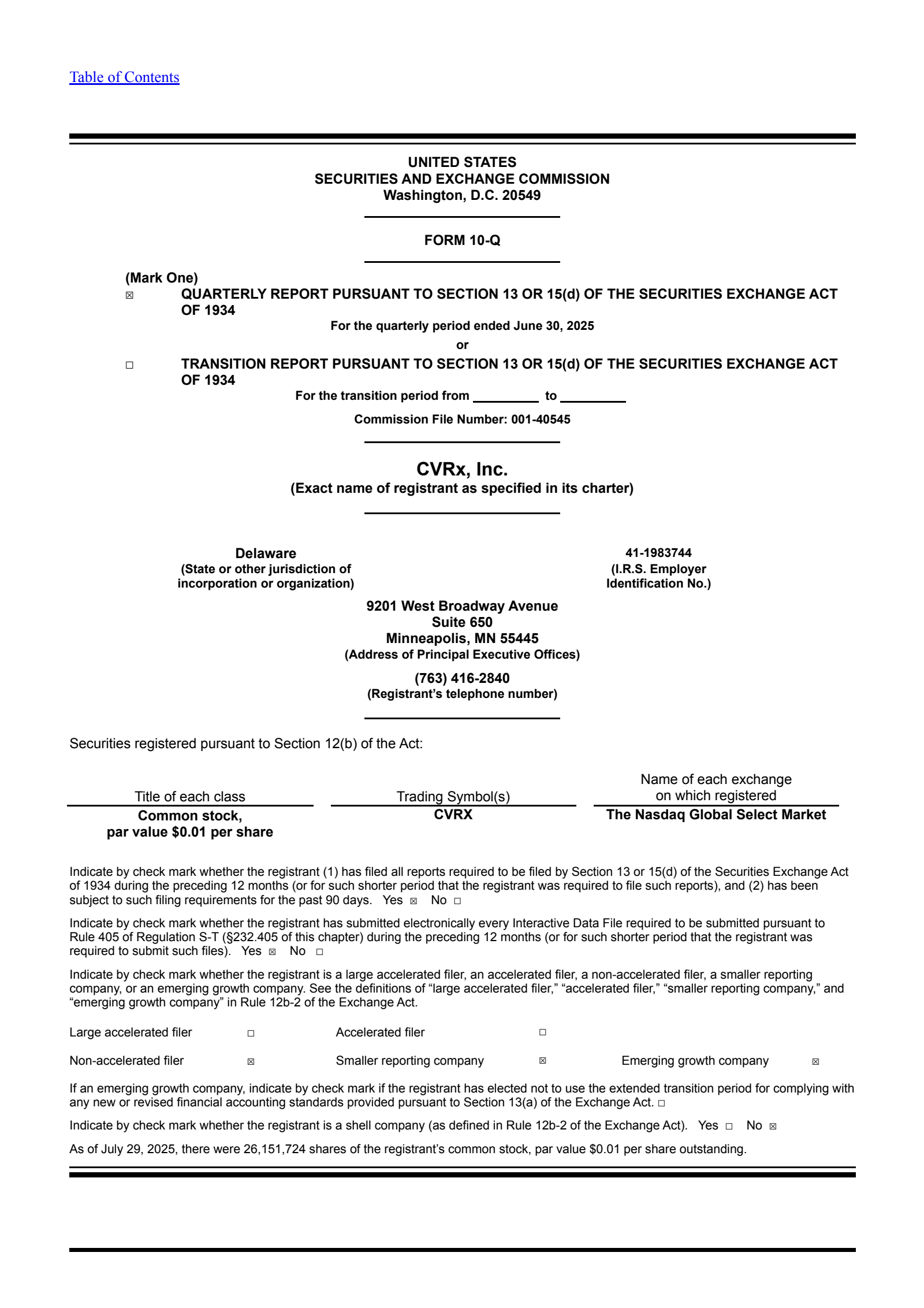 CVRx's Q2 2025 Quarterly report