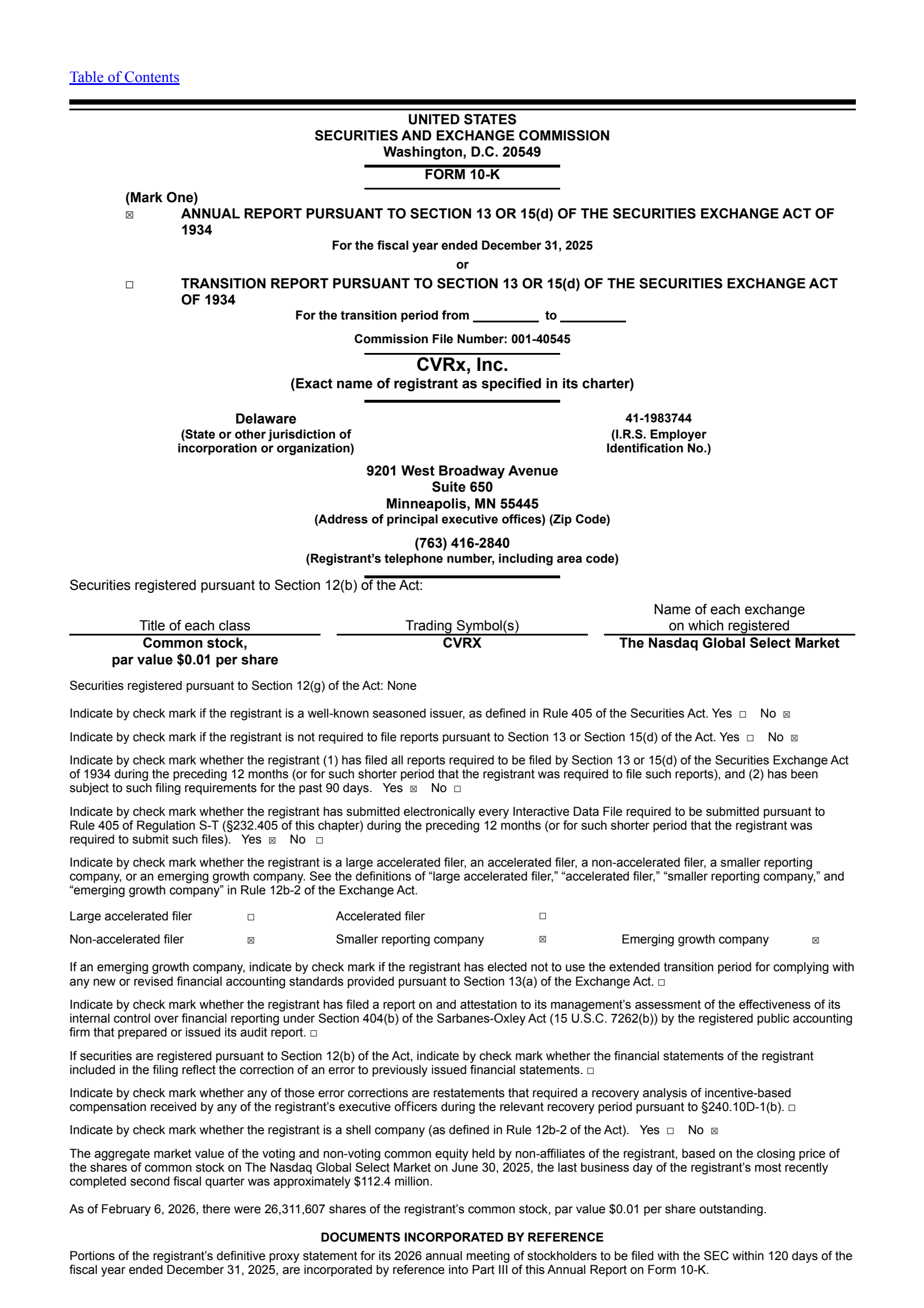 CVRx's Q4 2025 Annual report