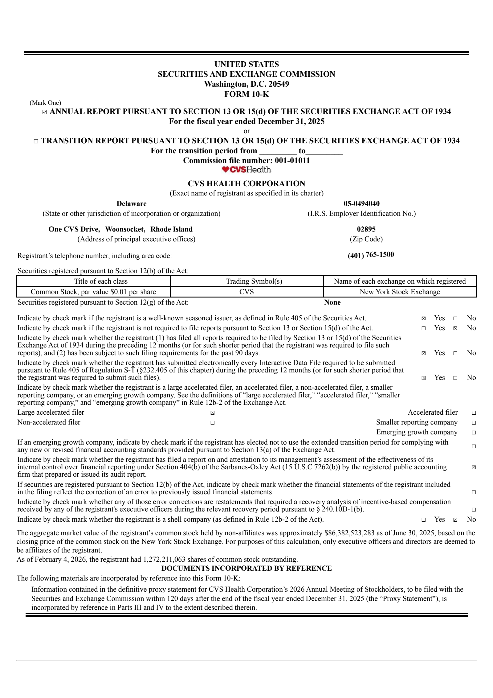 CVS Health's Q4 2025 Annual report