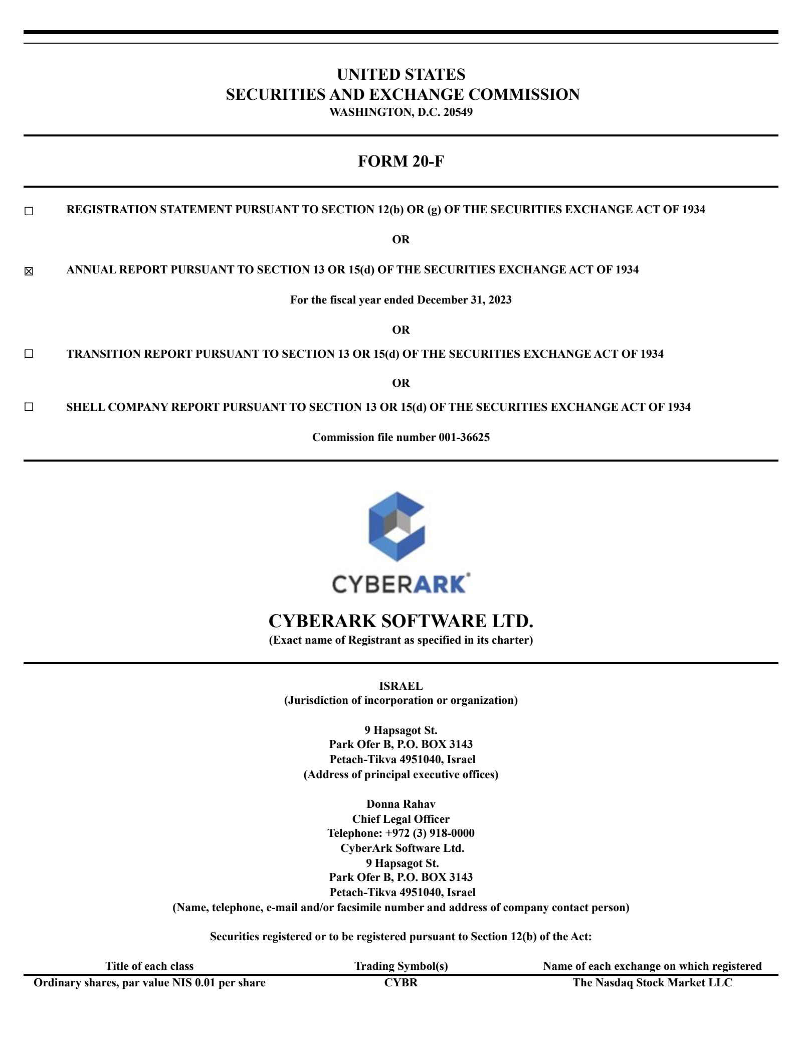 CyberArk Software's Q4 2023 Annual Report