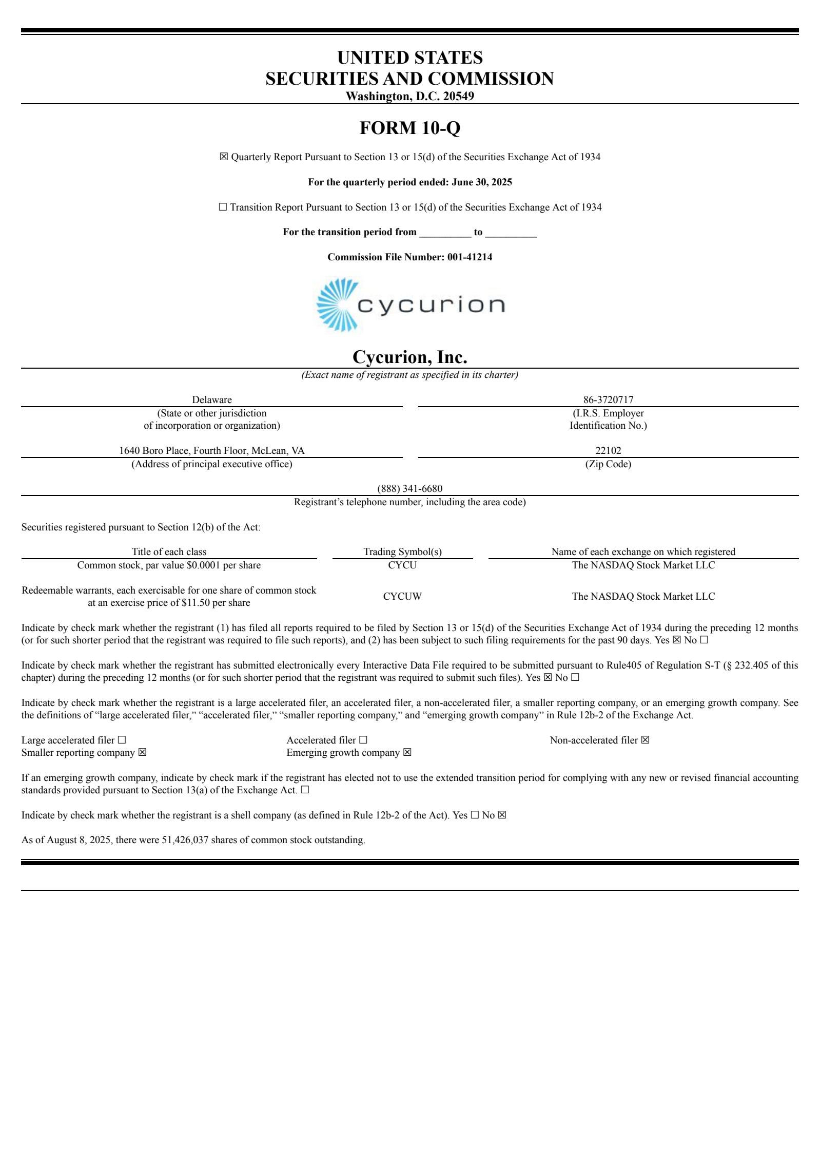 Cycurion's Q2 2025 Quarterly Report