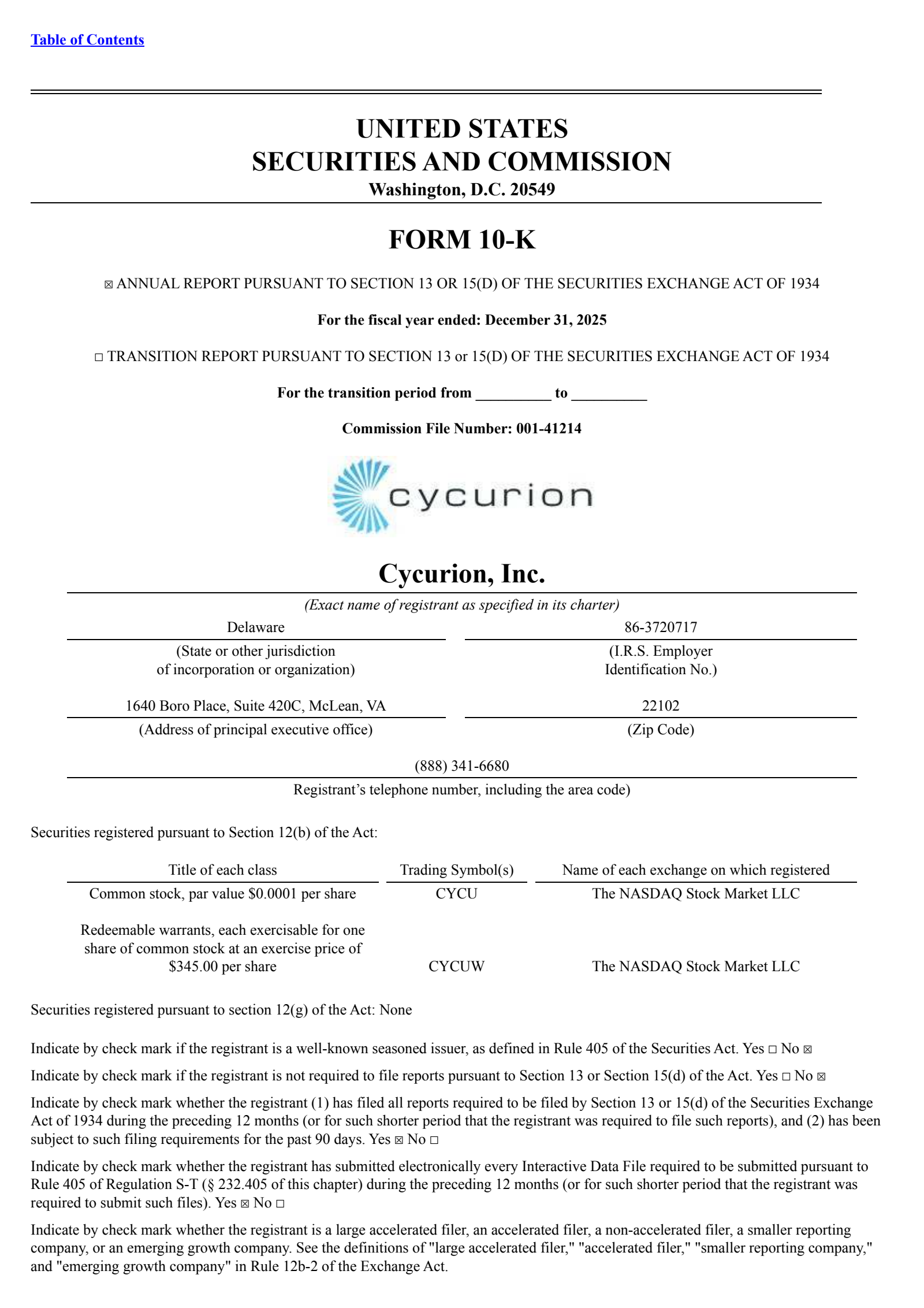 Cycurion's Q4 2025 Annual report
