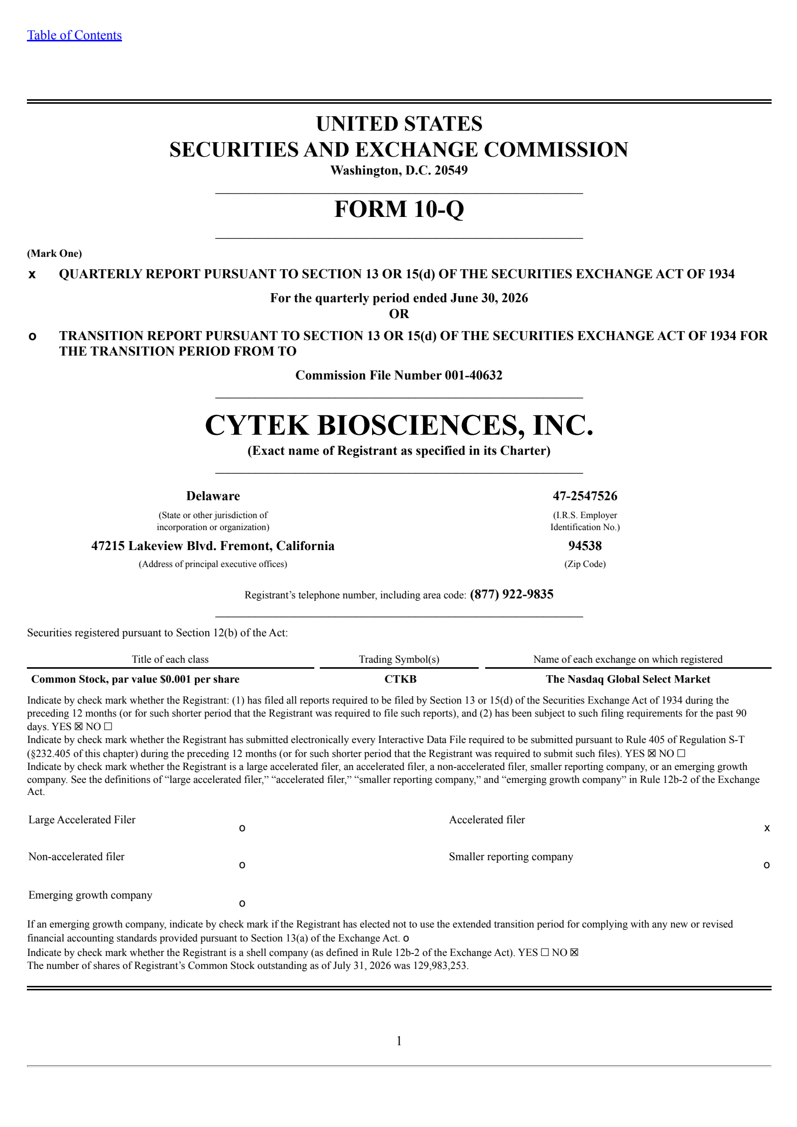 Cytek Biosciences' Q2 2026 Quarterly report