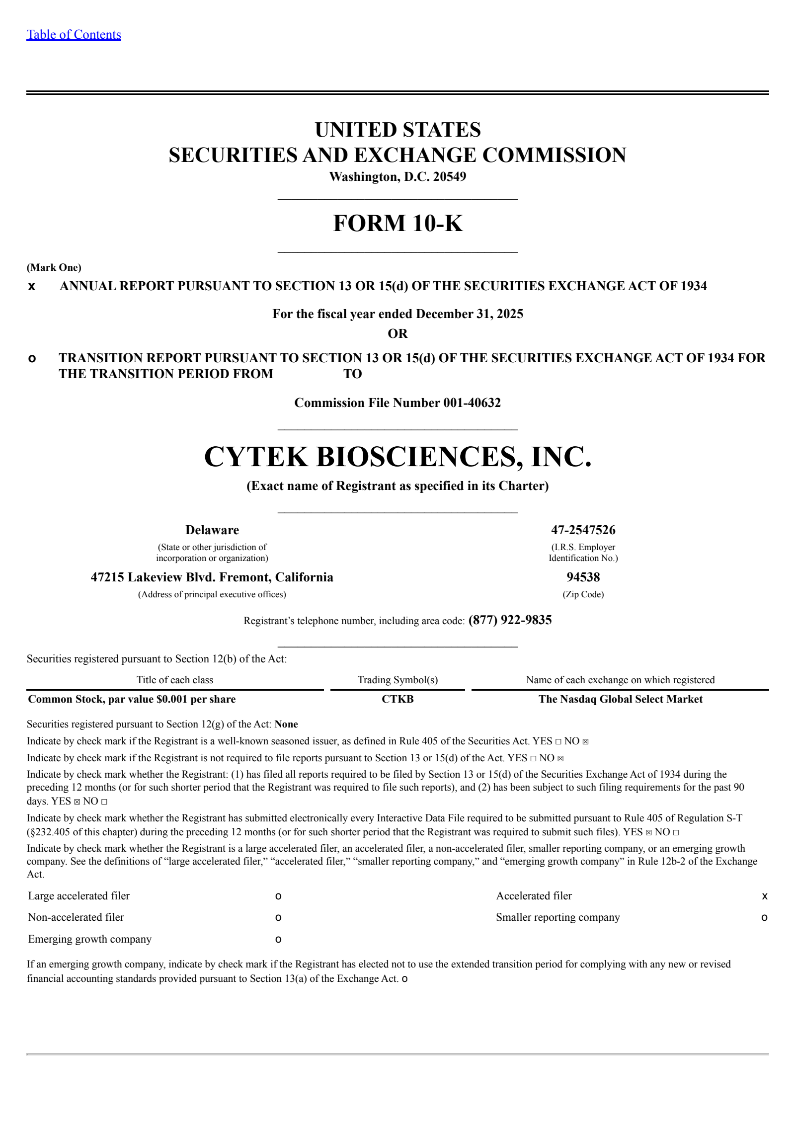 Cytek Biosciences' Q4 2025 Annual report