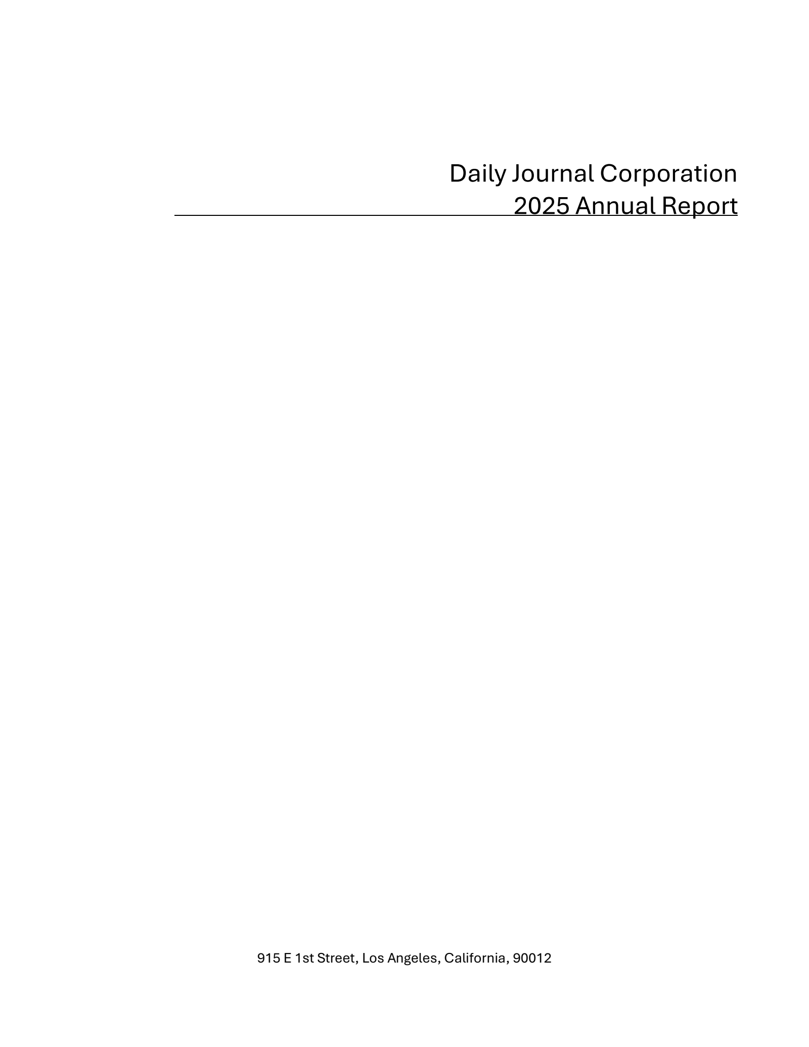 Daily Journal Corp. (S.C.)'s Q4 2025 Annual report