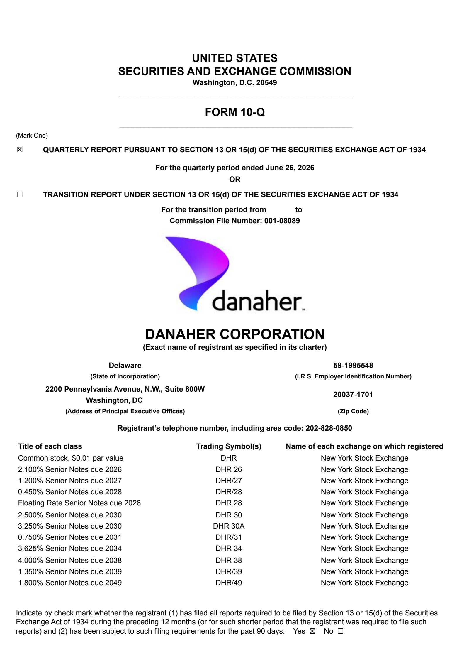 Danaher's Q2 2026 Quarterly report