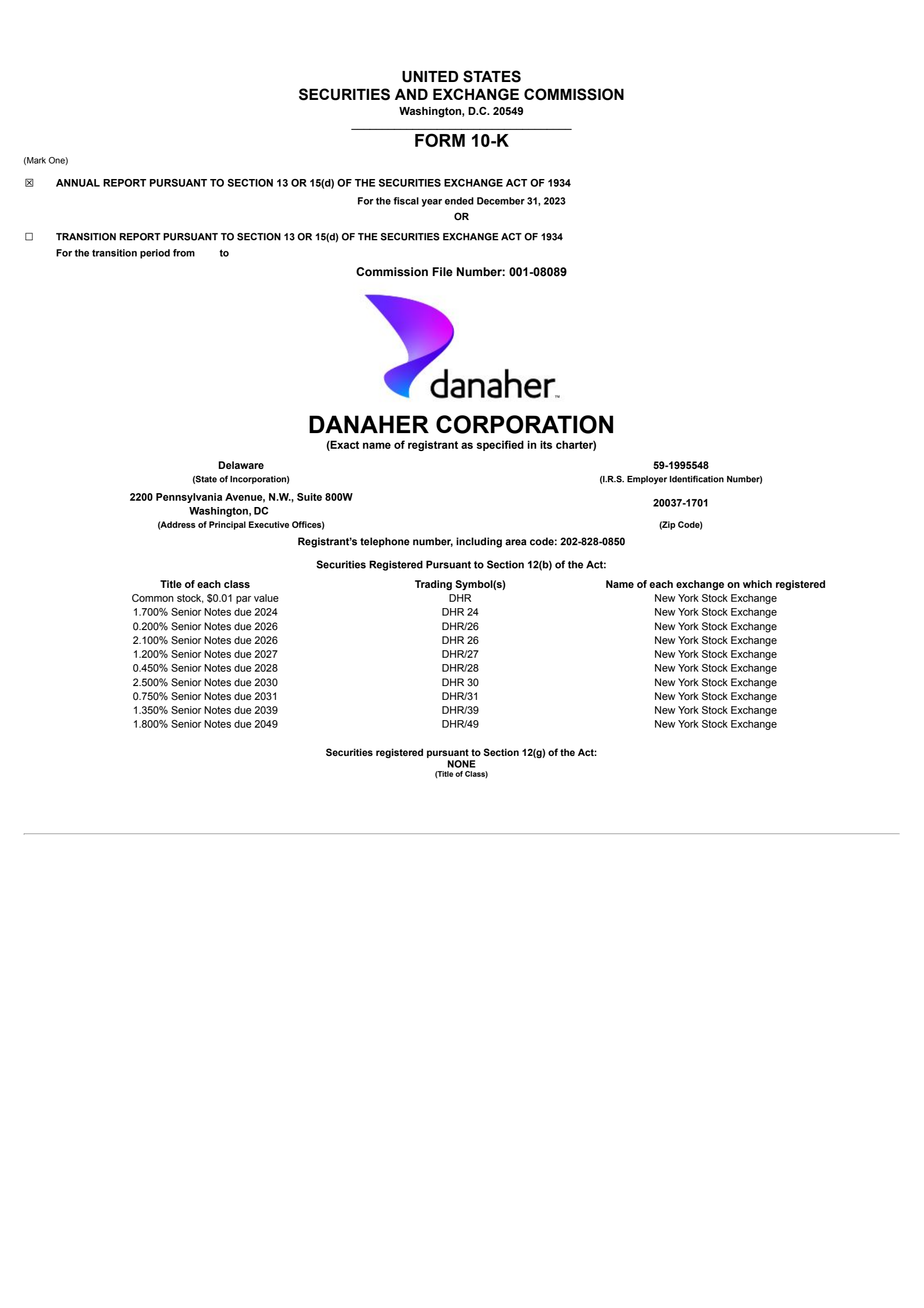Danaher's Q4 2023 Annual Report