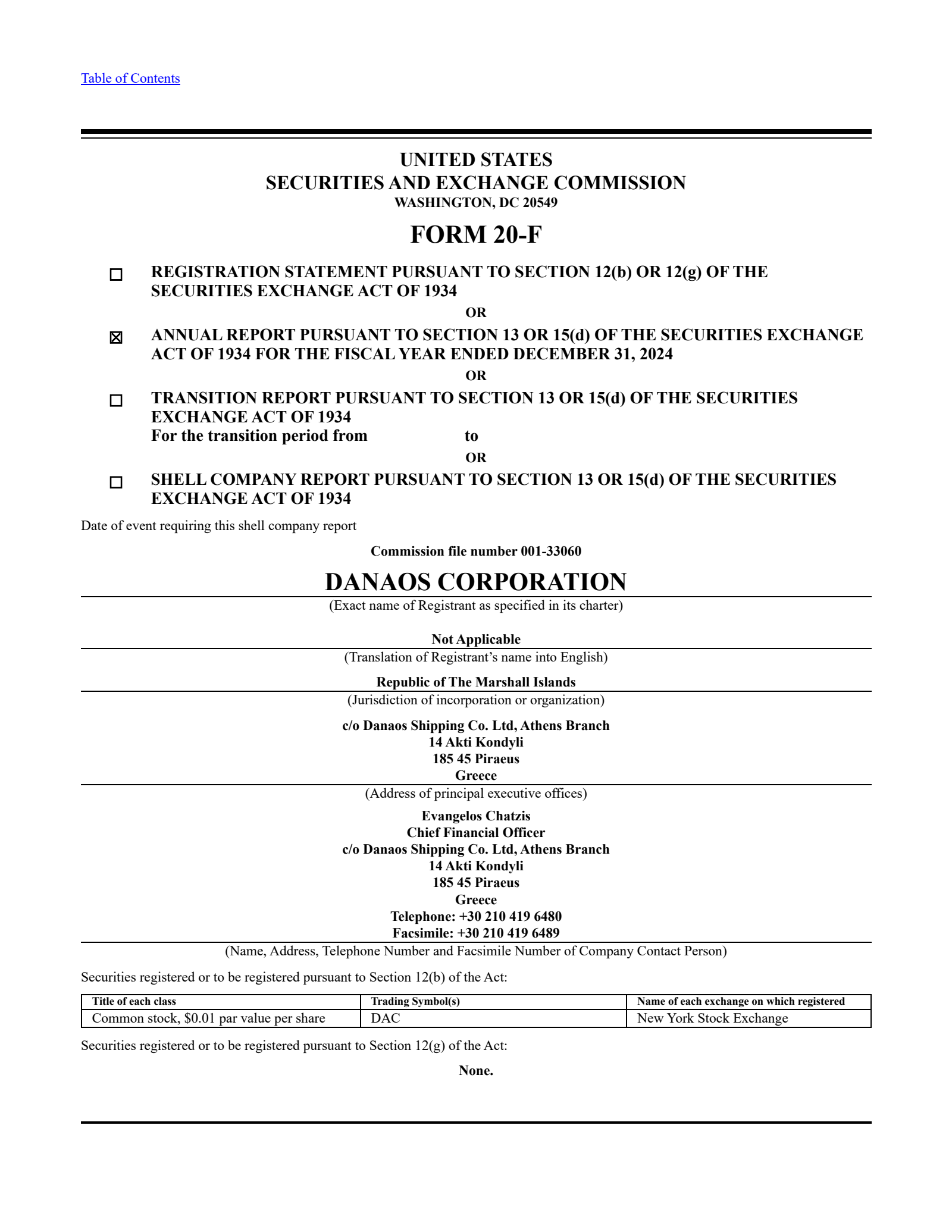 Danaos' Q4 2024 Annual Report