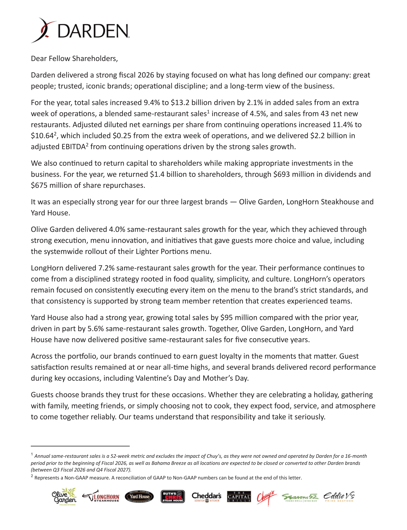 Darden Restaurants' Q4 2026 Annual report