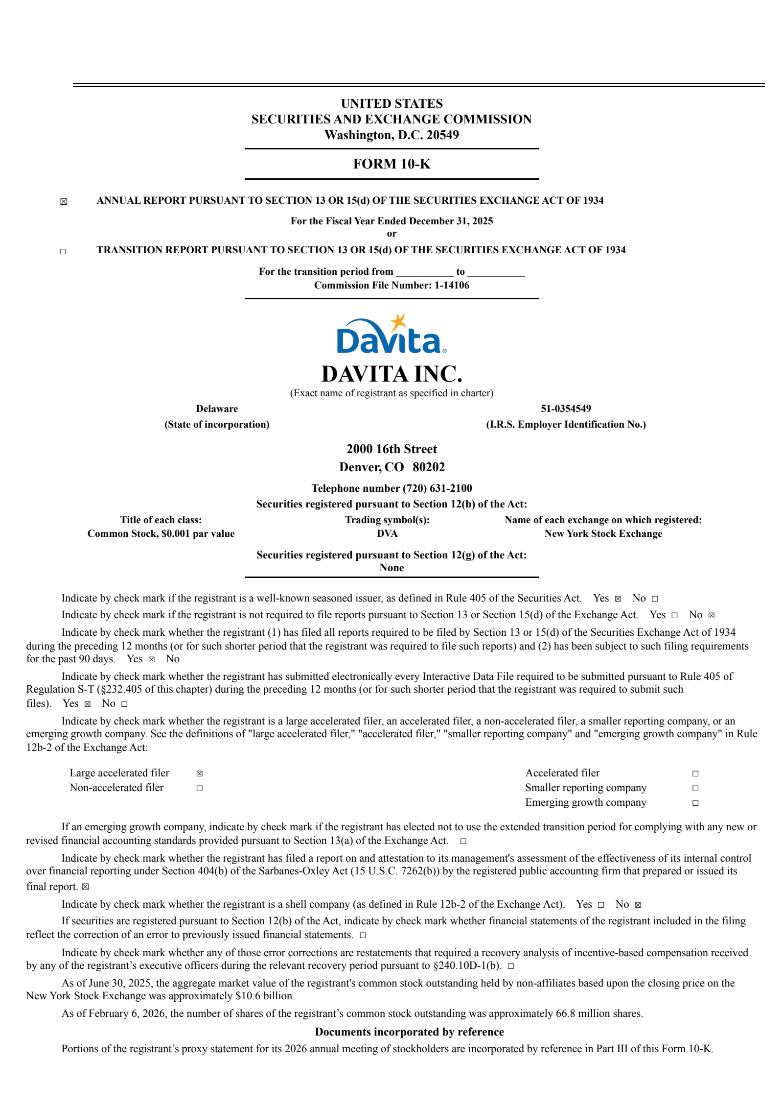 DaVita's Q4 2025 Annual report