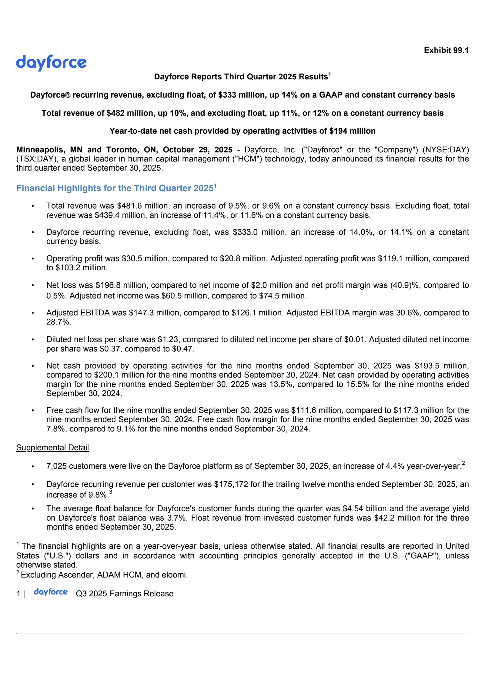 Dayforce's Q3 2025 Earnings Release