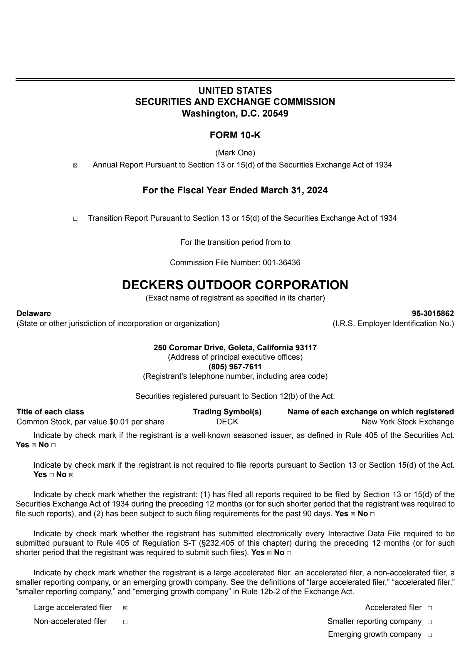 Deckers Outdoor's Q4 2024 Annual report