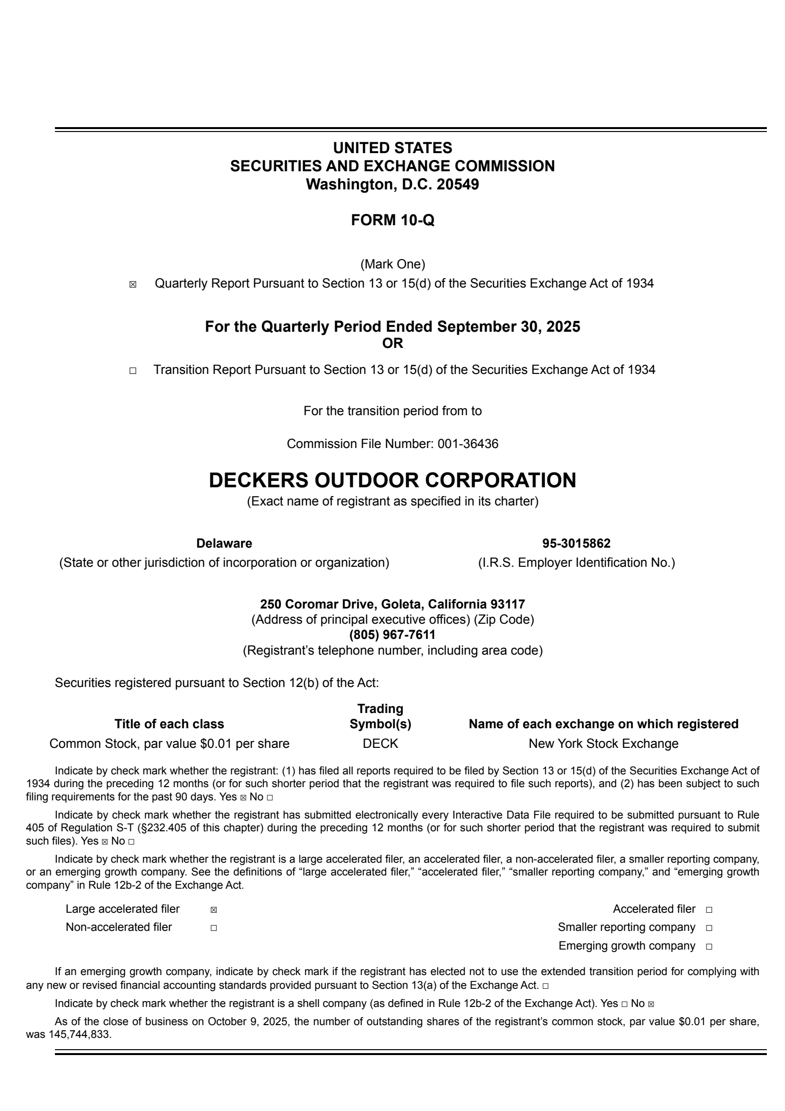 Deckers Outdoor's Q2 2026 Quarterly Report