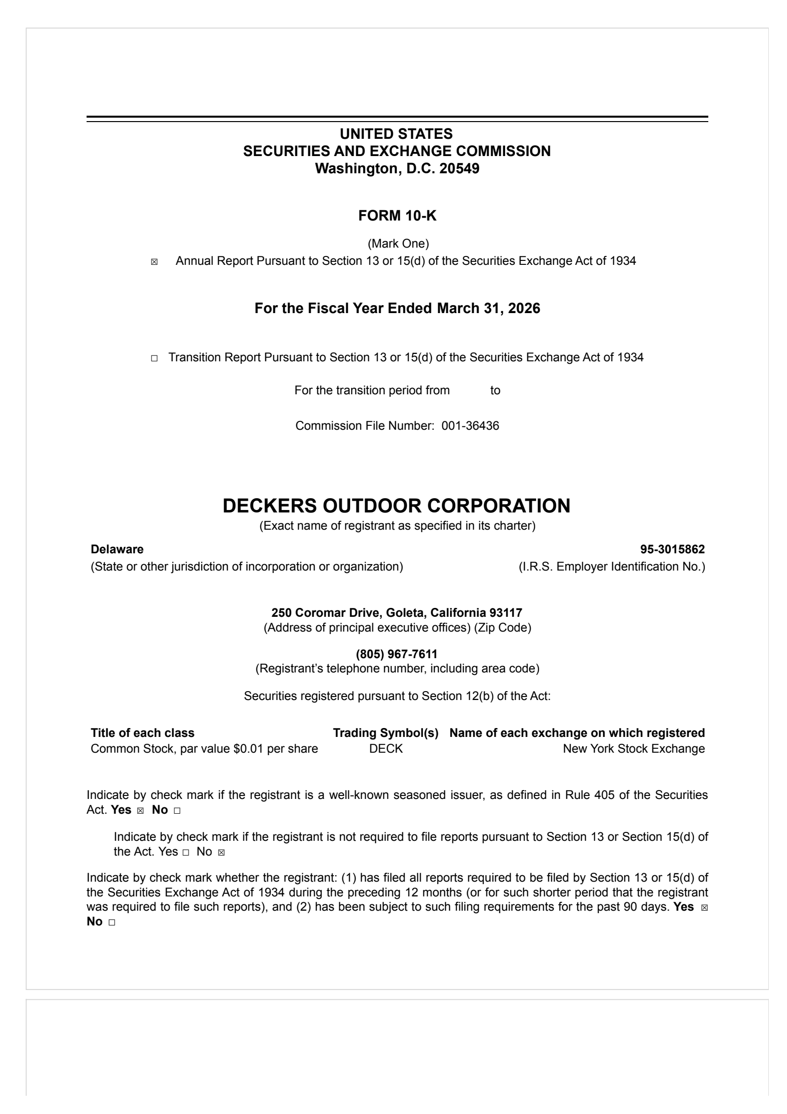 Deckers Outdoor's Q4 2026 Annual report