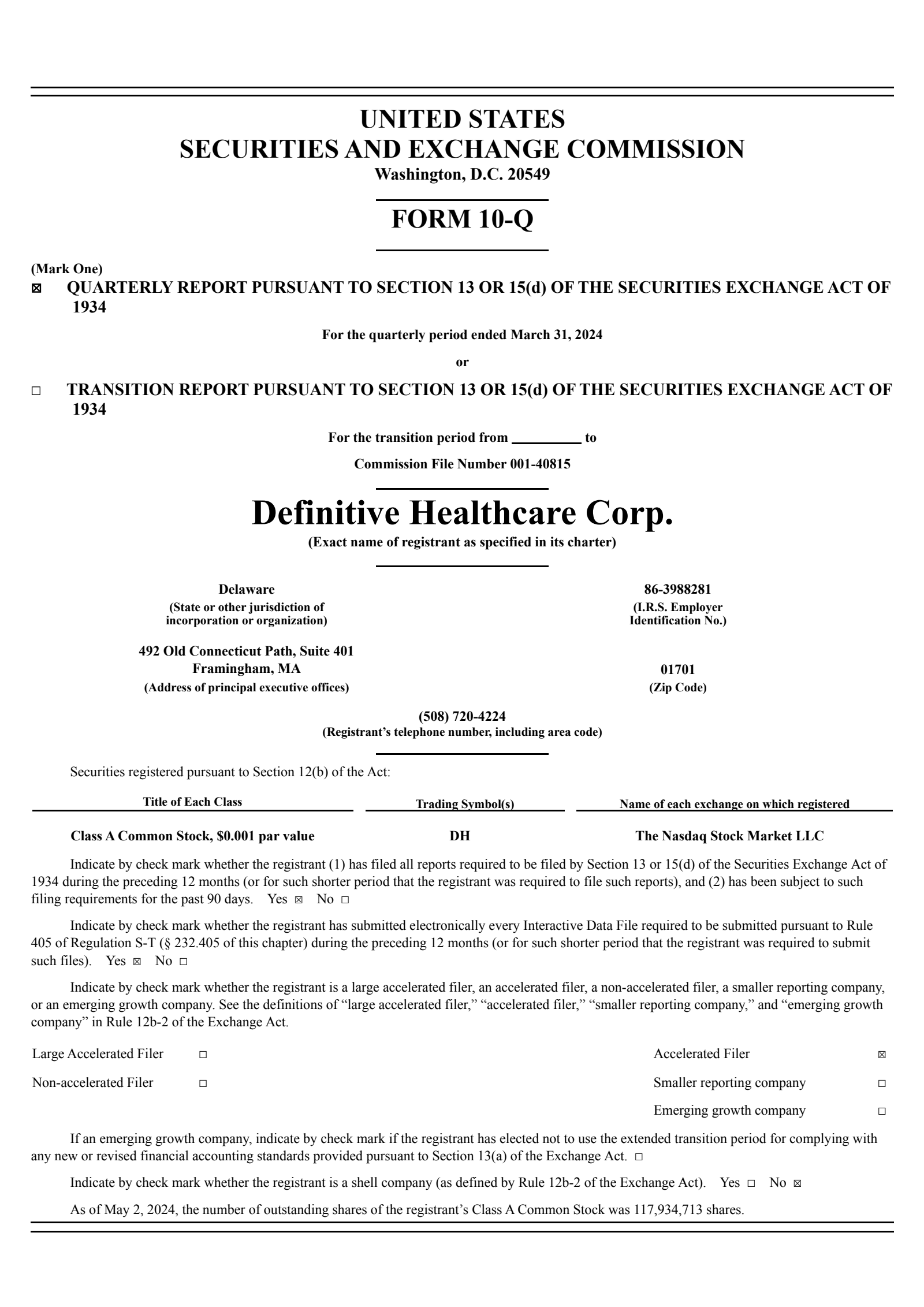 Definitive Healthcare's Q1 2024 Quarterly report