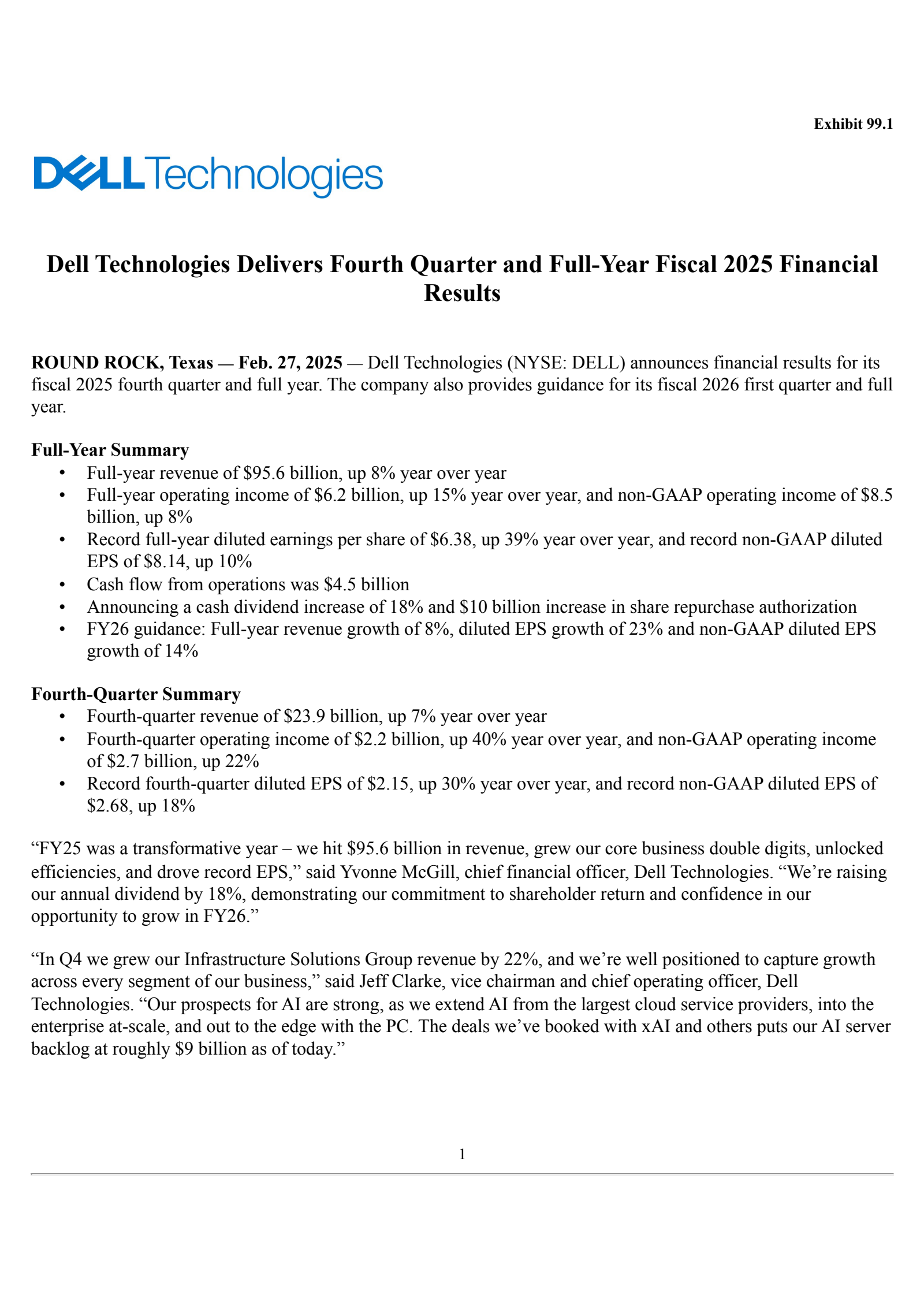 Dell Technologies' Q4 2025 Press Release