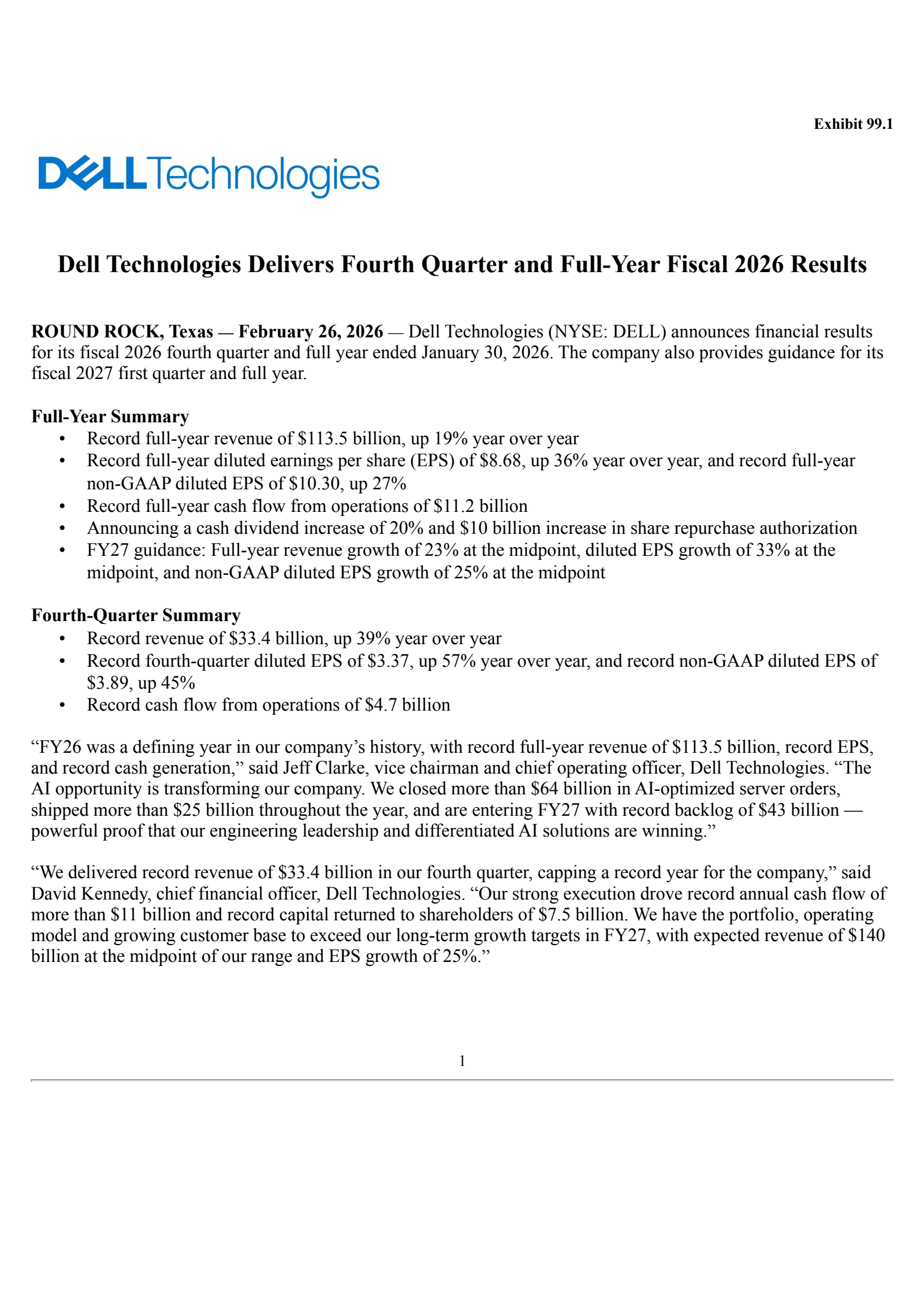 Dell Technologies' Q4 2026 Press Release