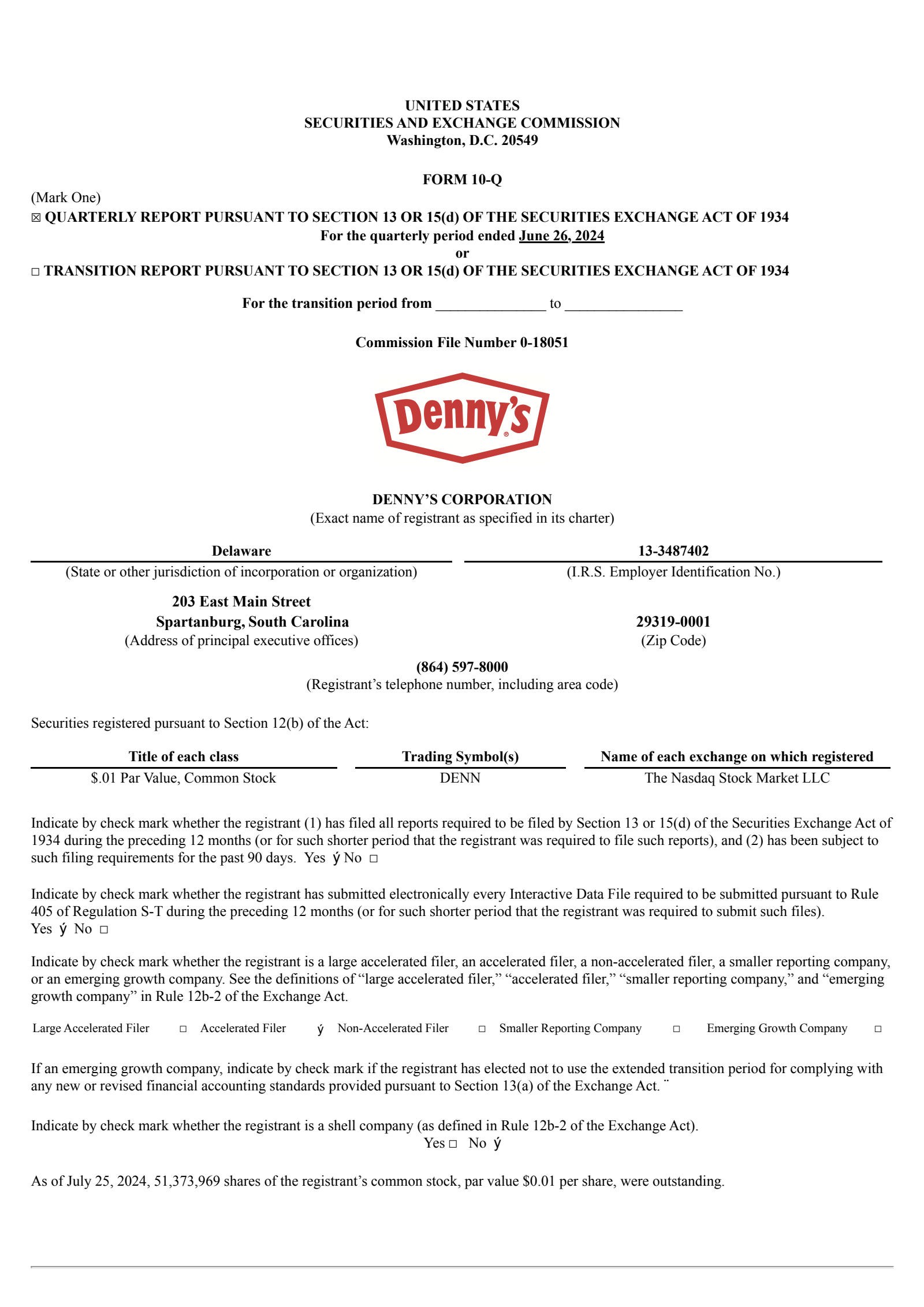 Denny's' Q2 2024 Quarterly report