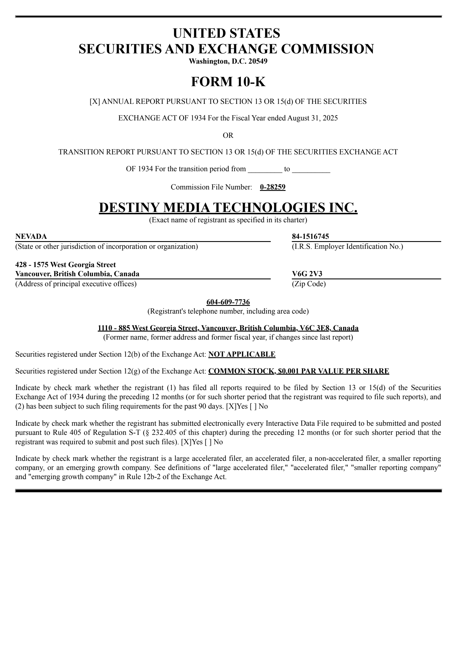 Destiny Media Technologies' Q4 2025 Annual Report