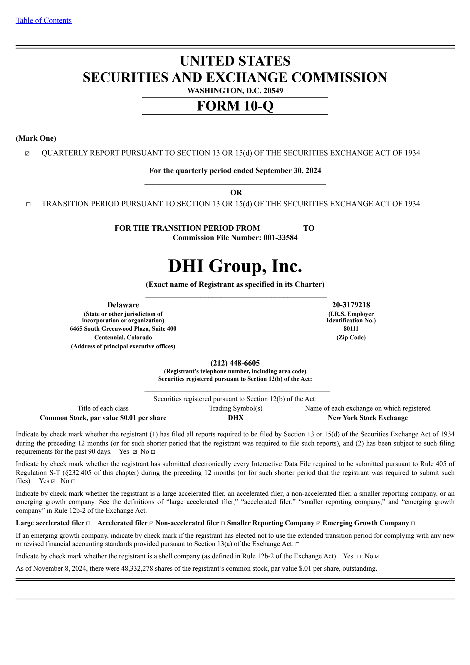 DHI Group's Q3 2024 Quarterly report
