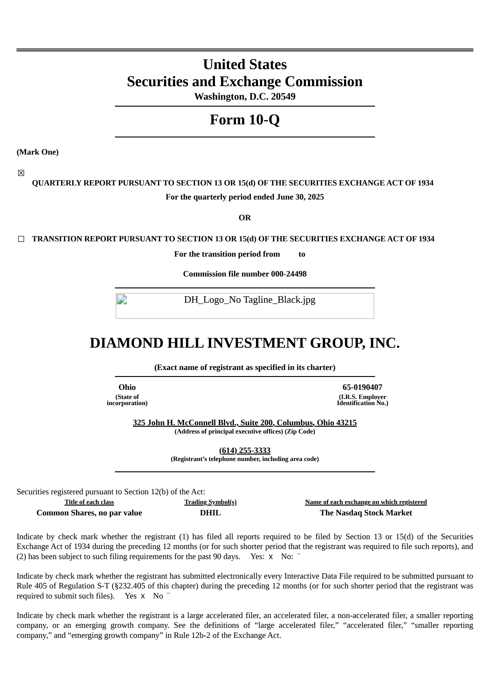 Diamond Hill Investment Group's Q2 2025 Quarterly report