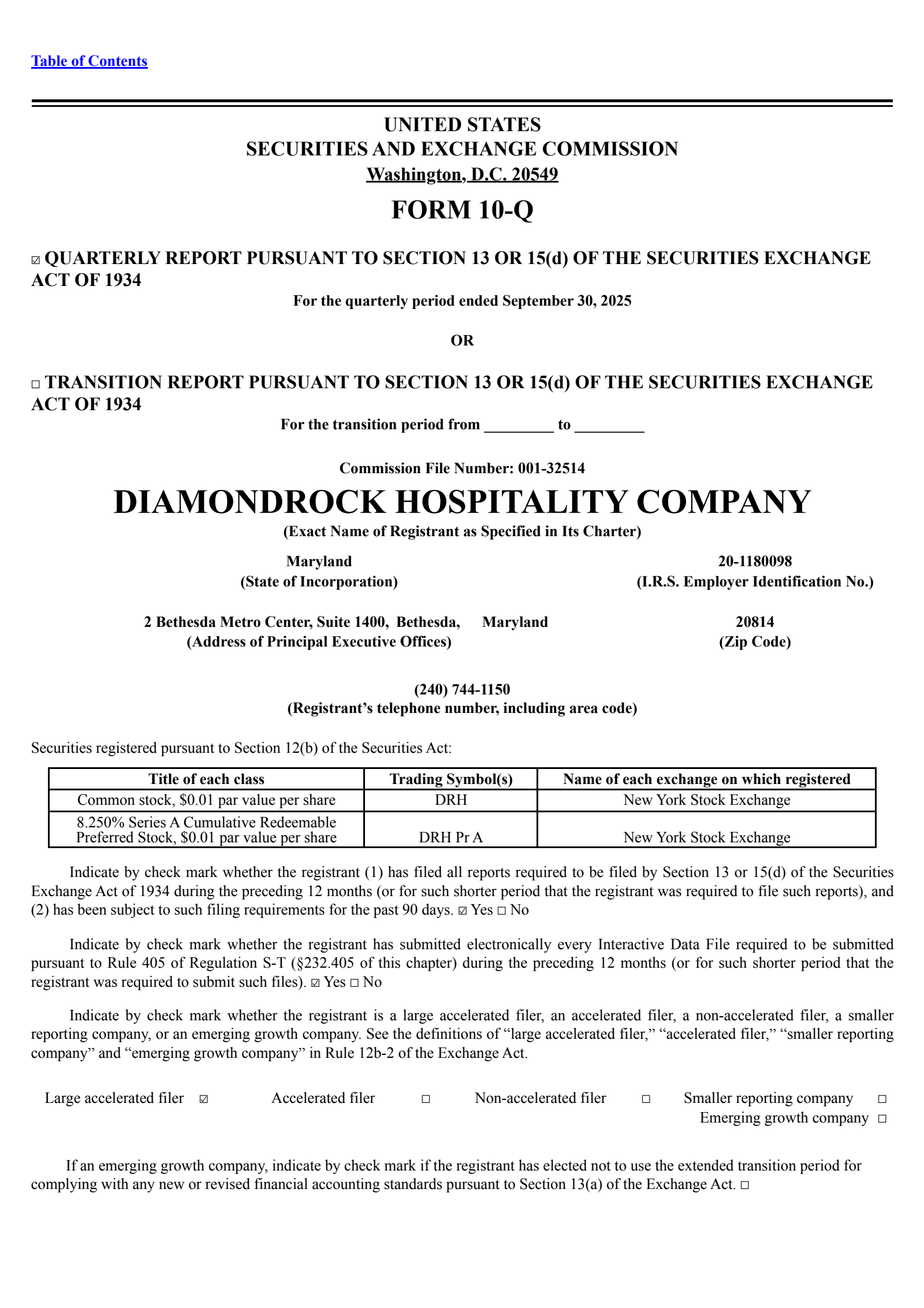 DiamondRock Hospitality's Q3 2025 Quarterly Report