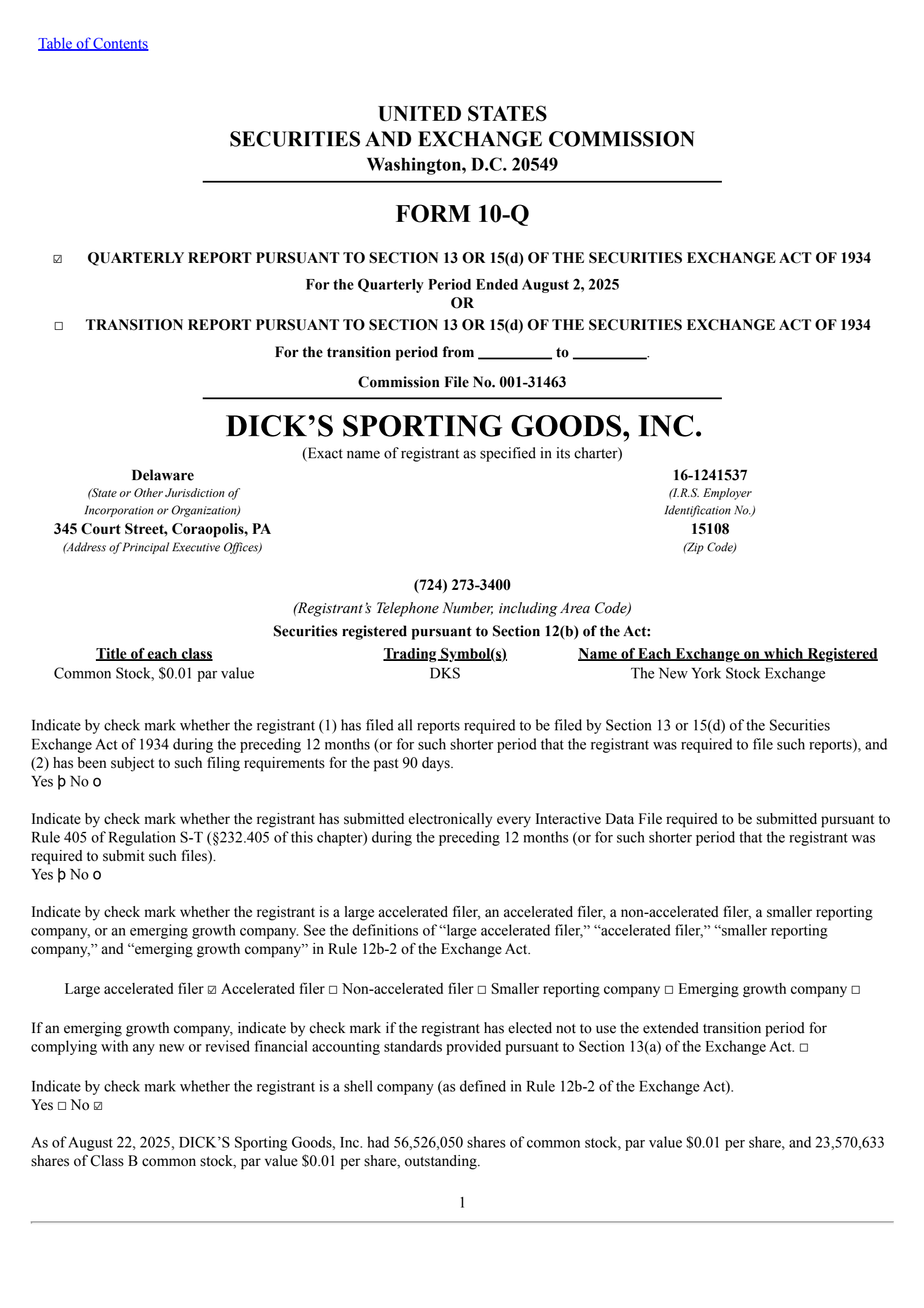 DICK'S Sporting Goods' Q2 2026 Quarterly report