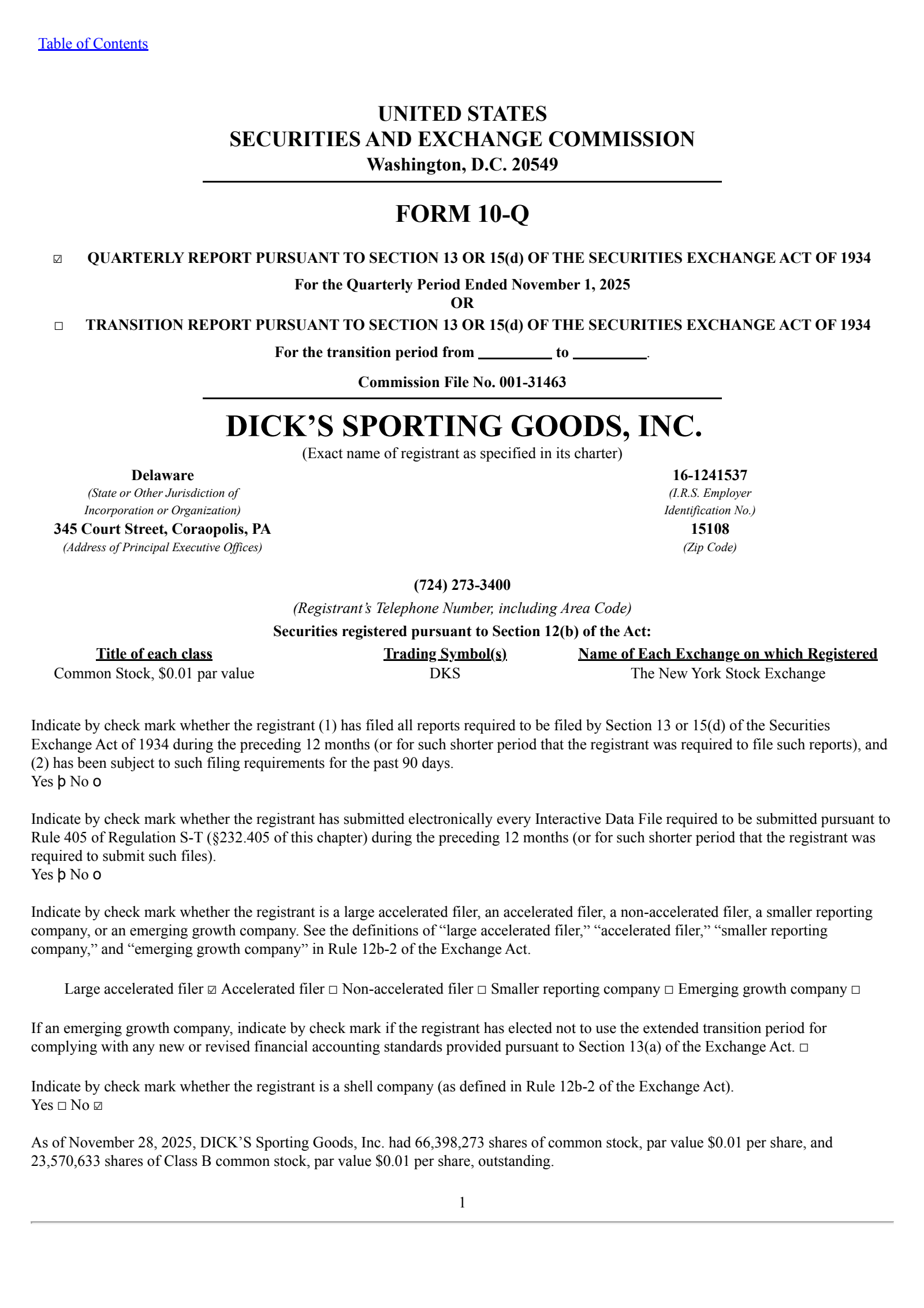DICK'S Sporting Goods' Q3 2026 Quarterly Report