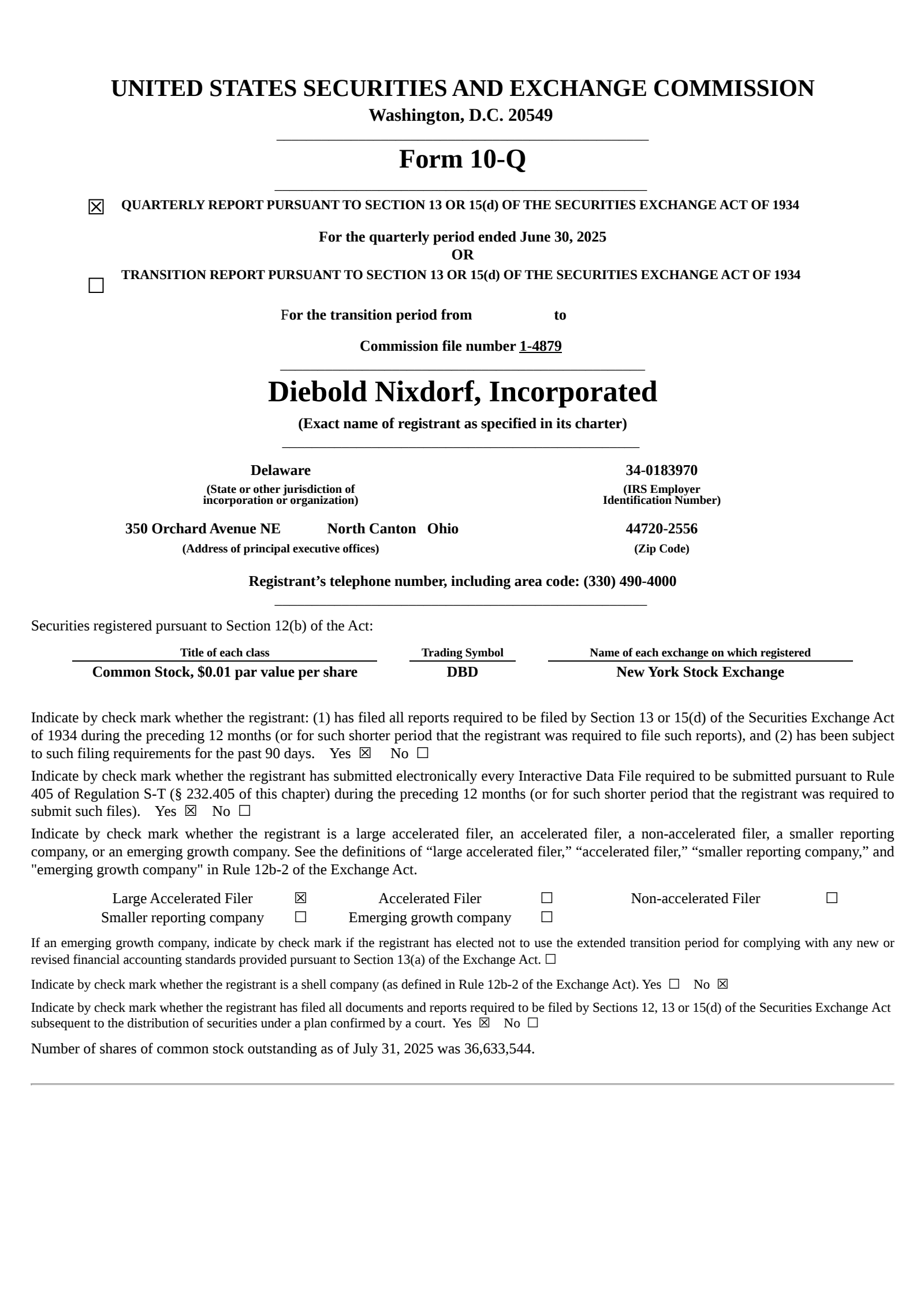 Diebold Nixdorf's Q2 2025 Quarterly report