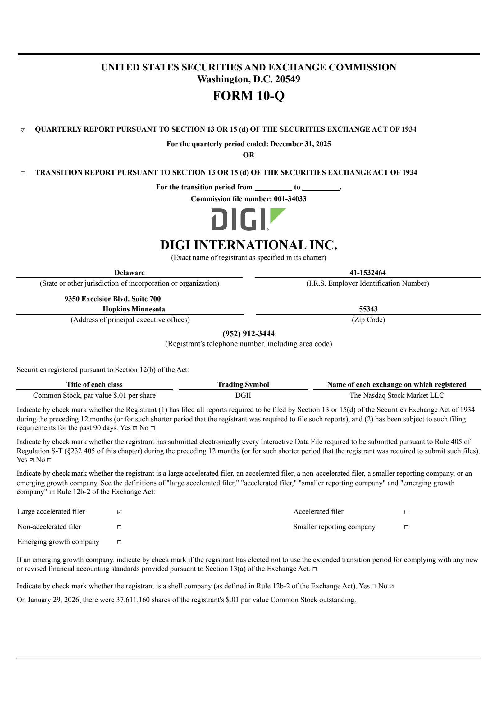 Digi International's Q1 2026 Quarterly report