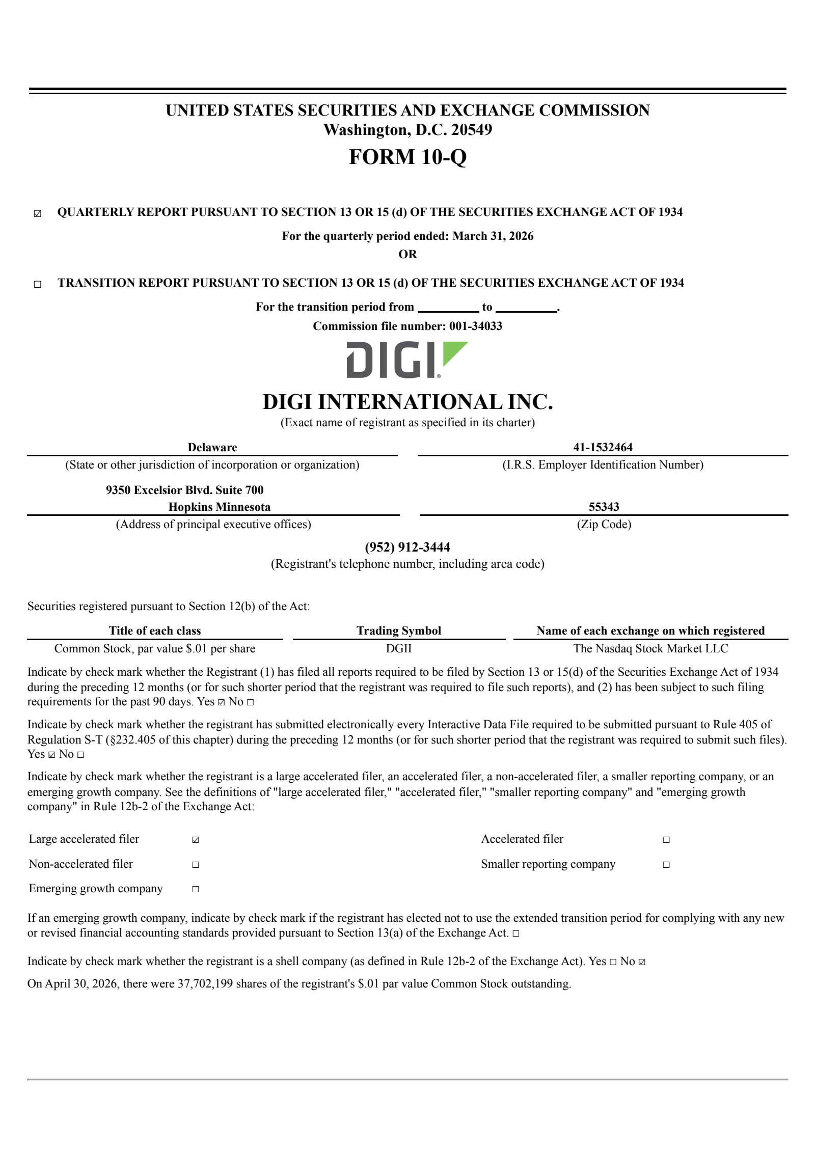 Digi International's Q2 2026 Quarterly report