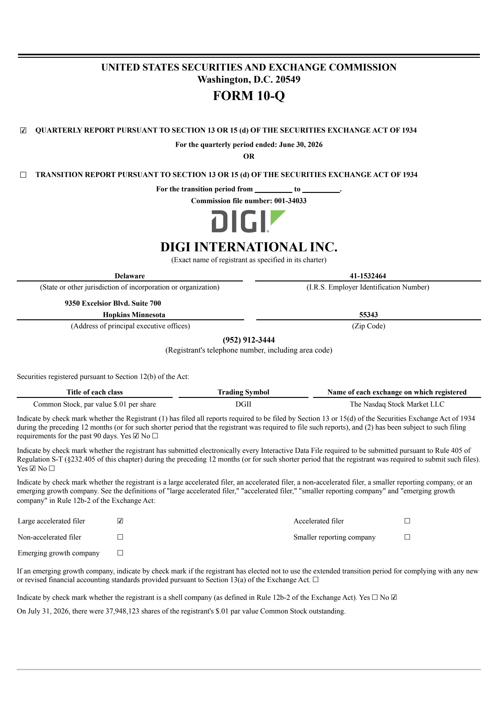 Digi International's Q3 2026 Quarterly report