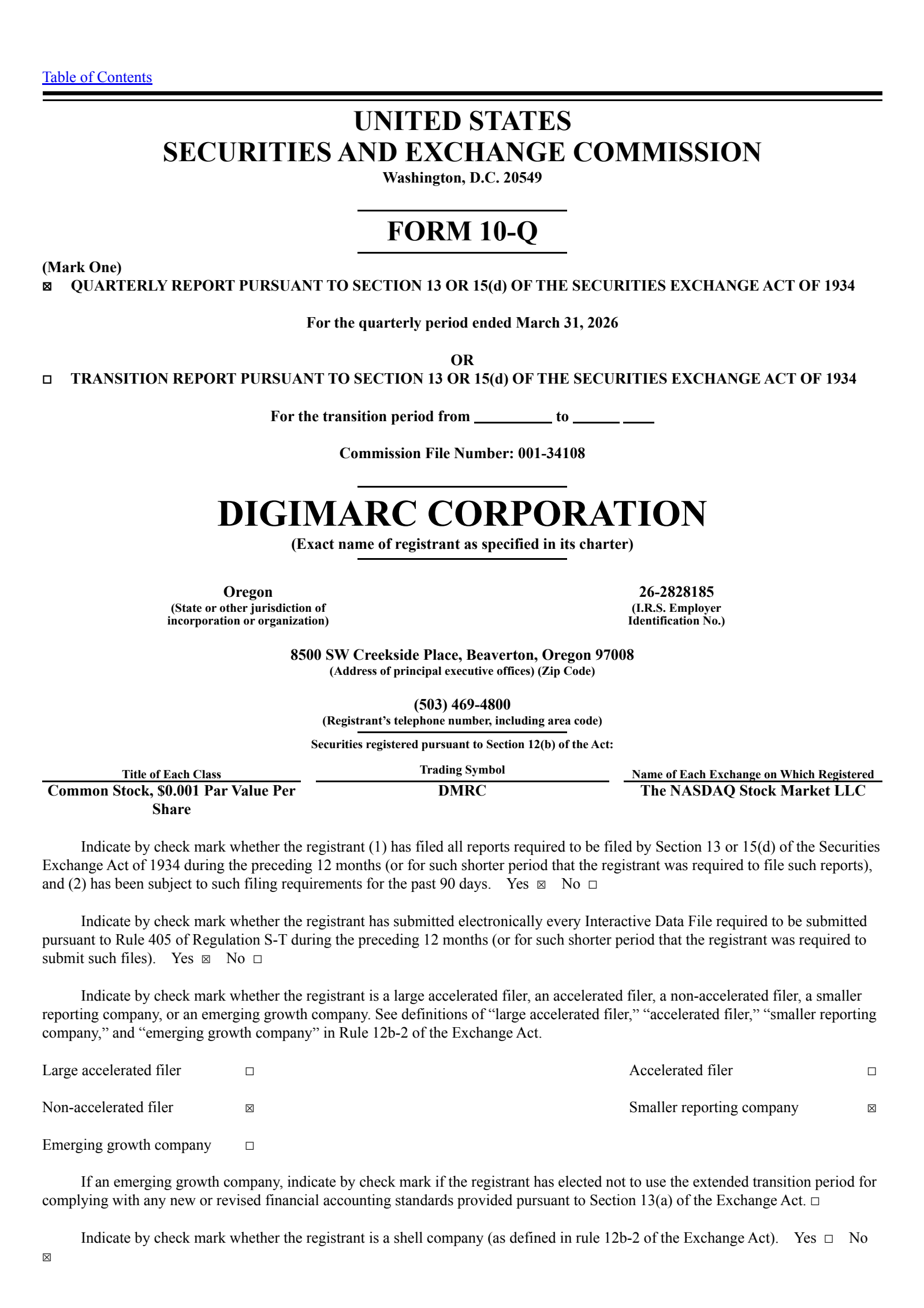 Digimarc's Q1 2026 Quarterly report