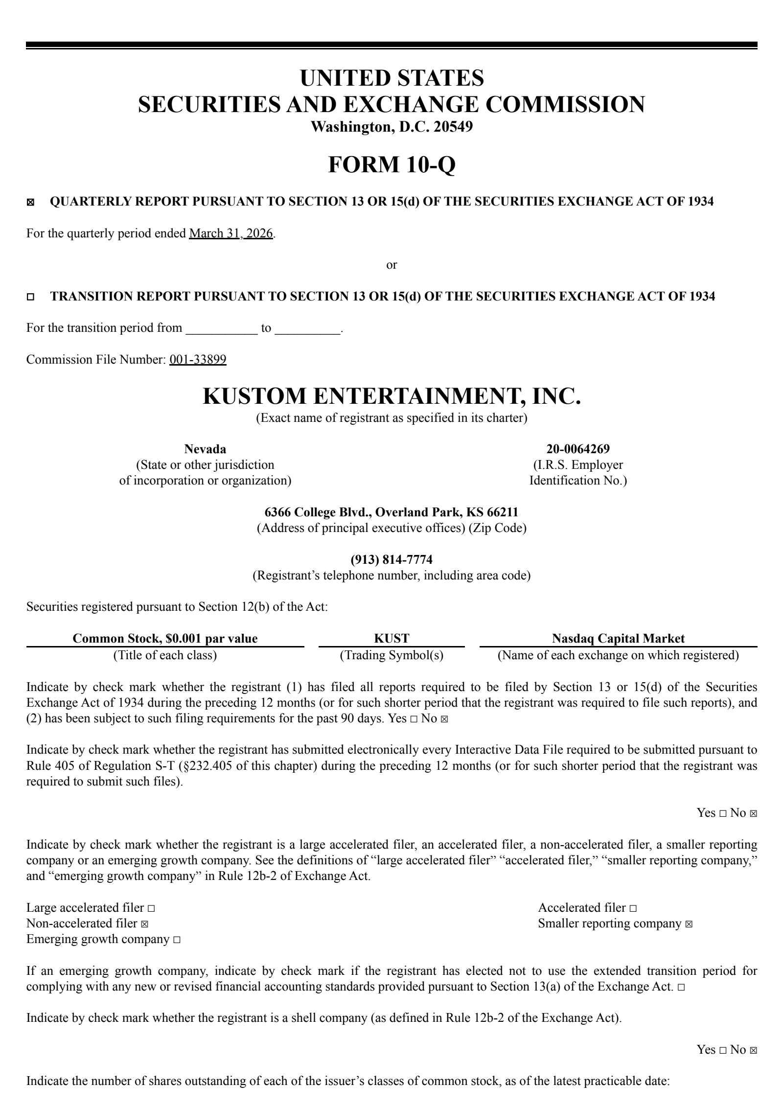 Digital Ally Inc./NV's Q1 2026 Quarterly report