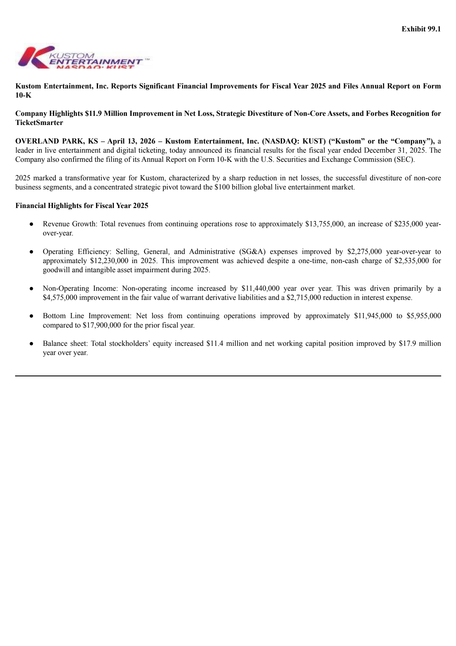 Digital Ally Inc./NV's Q4 2025 Press Release