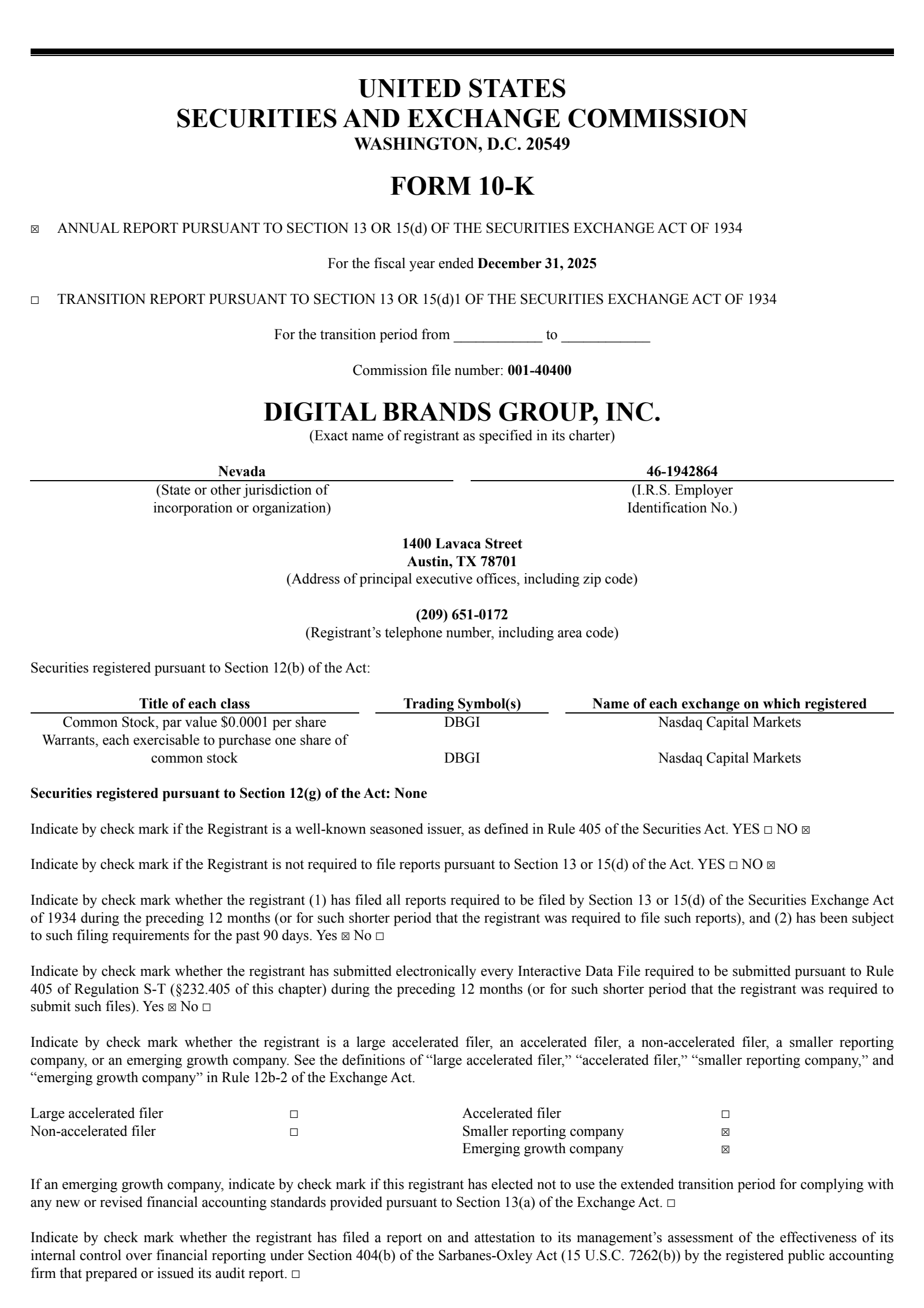 Digital Brands Group's Q4 2025 Annual report