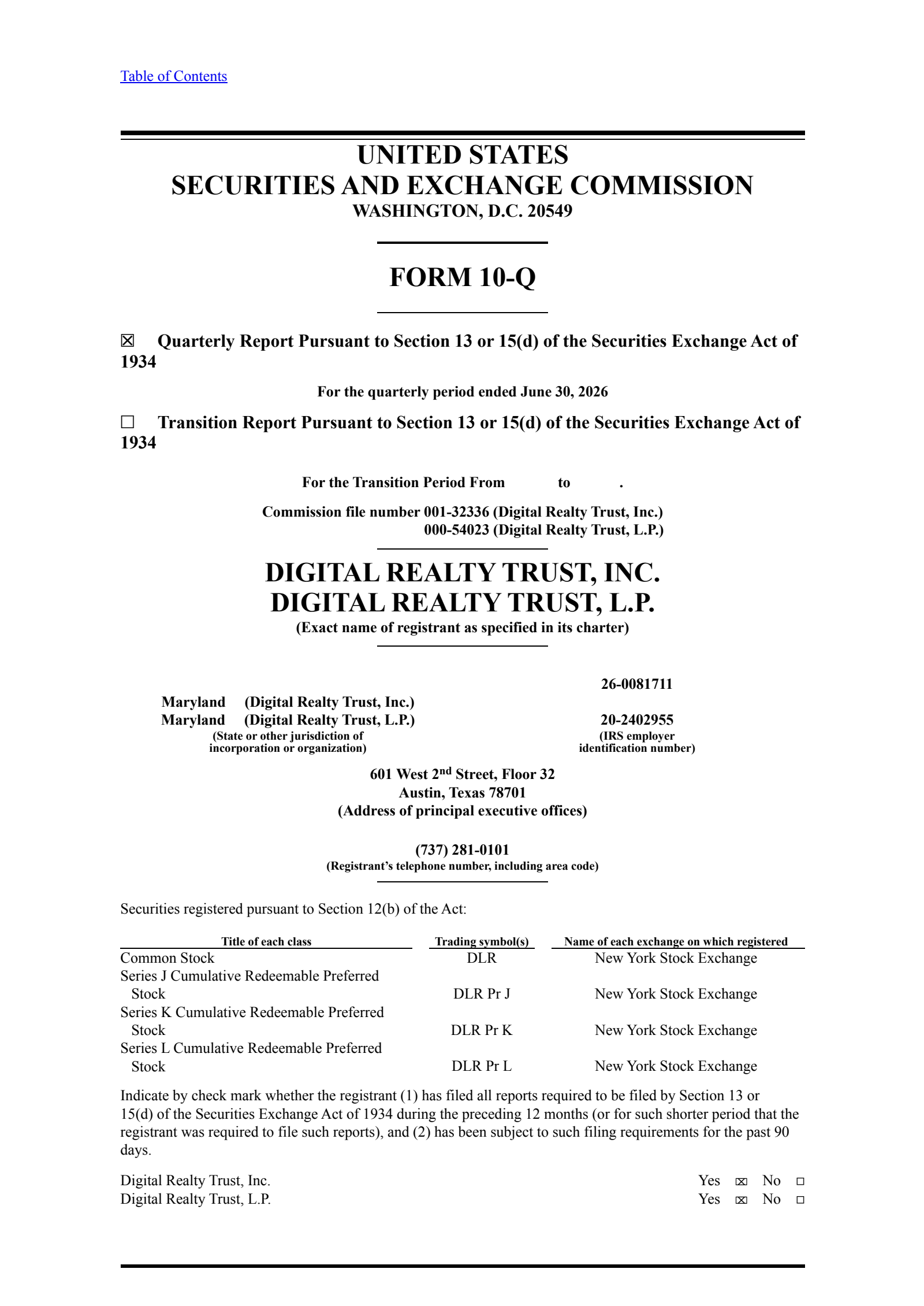 Digital Realty Trust's Q2 2026 Quarterly report