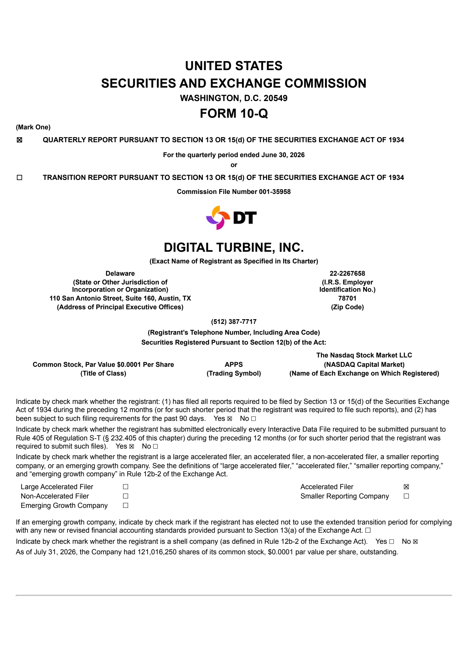 Digital Turbine's Q1 2027 Quarterly report