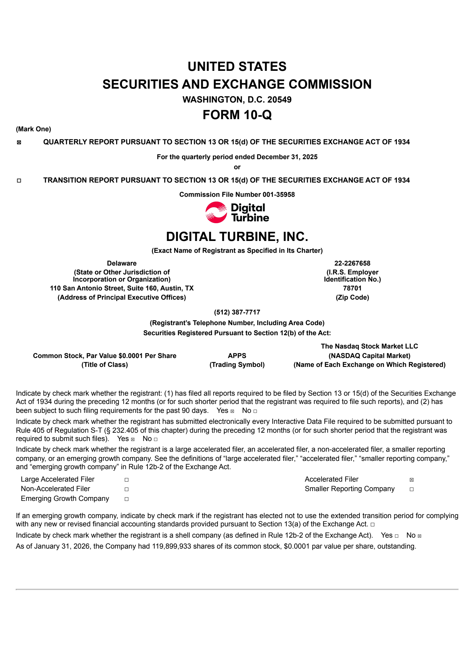 Digital Turbine's Q3 2026 Quarterly report
