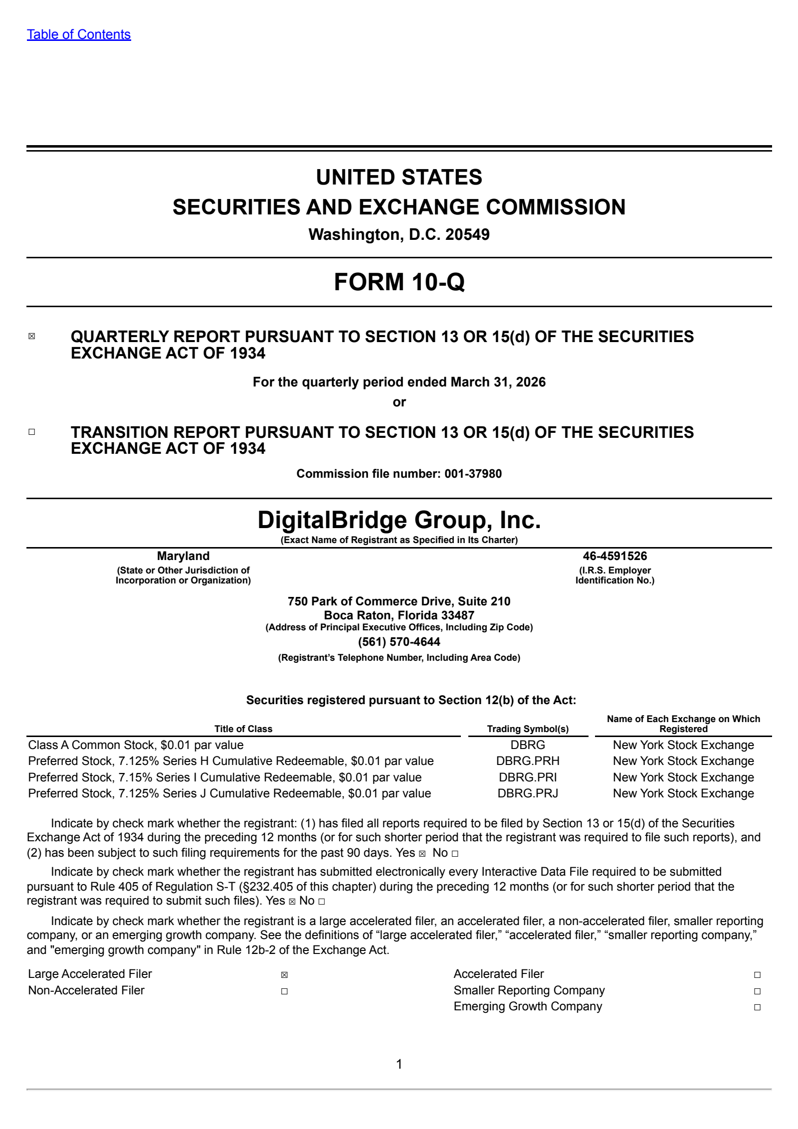 DigitalBridge Group's Q1 2026 Quarterly report